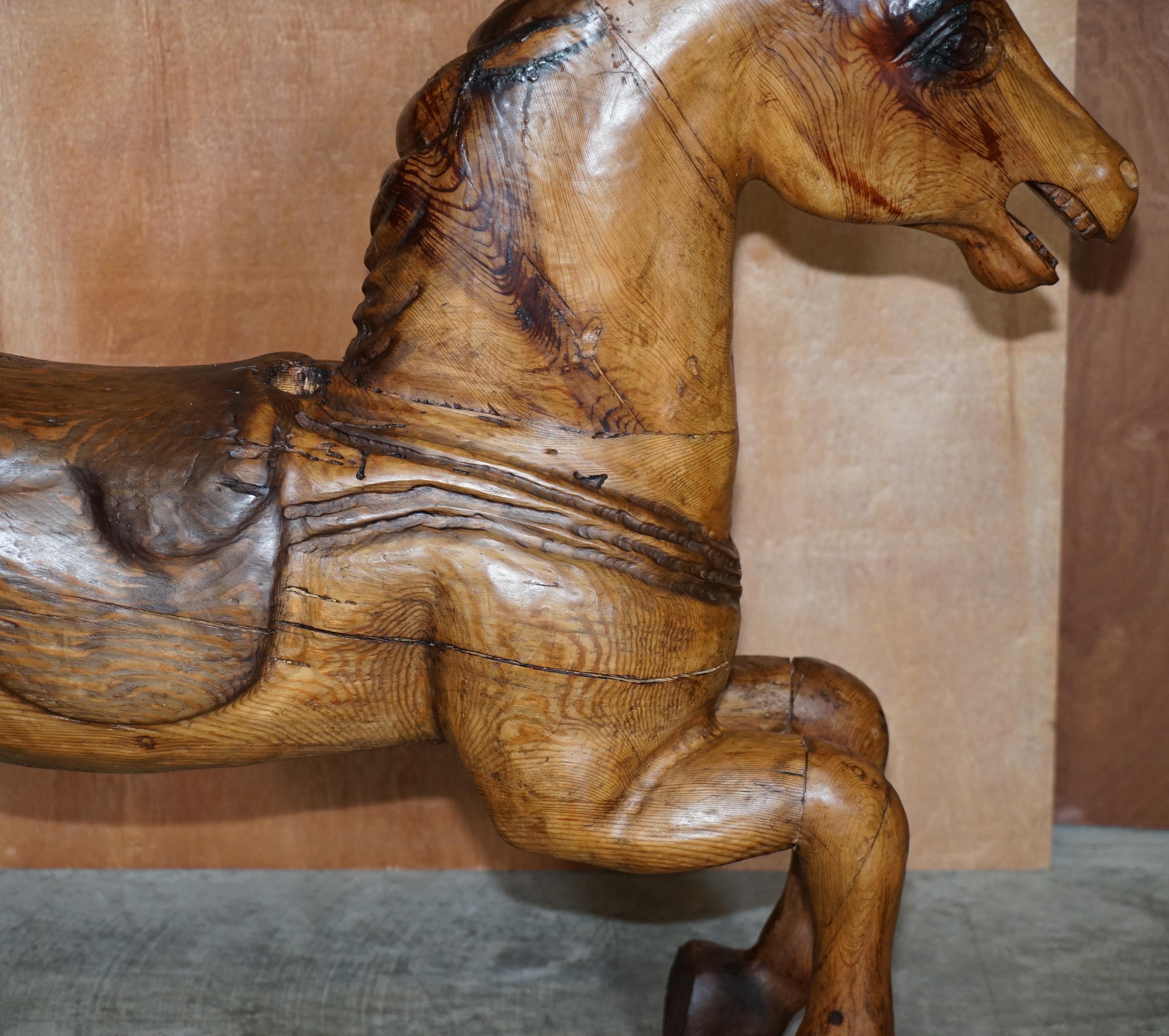 Atemberaubende antike viktorianische um 1880 Krug Kiefer Karussell Pferd Merry Go Runde im Angebot 6