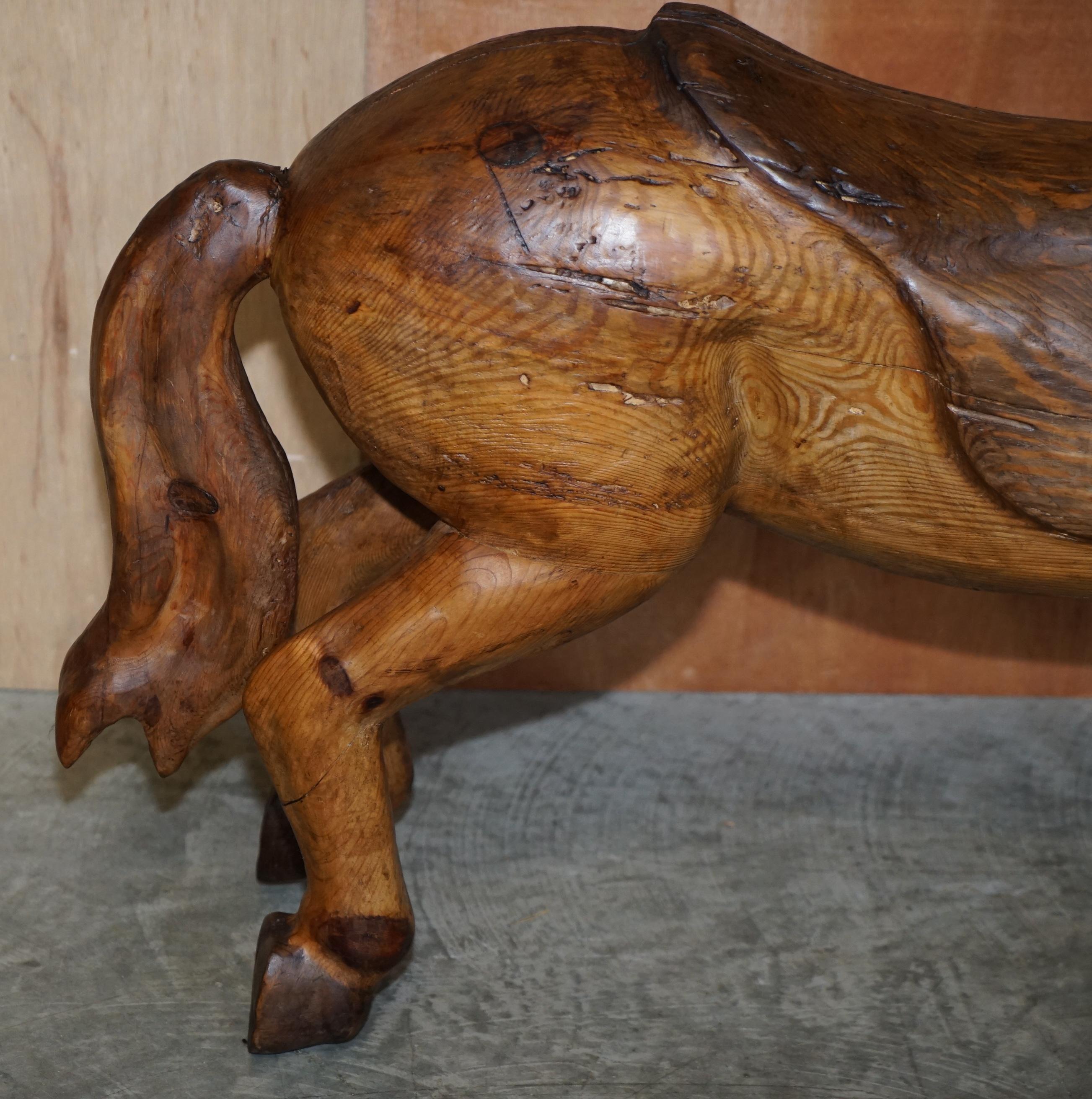 Stunning Antique Victorian circa 1880 Pitch Pine Carousel Horse Merry Go Round 5