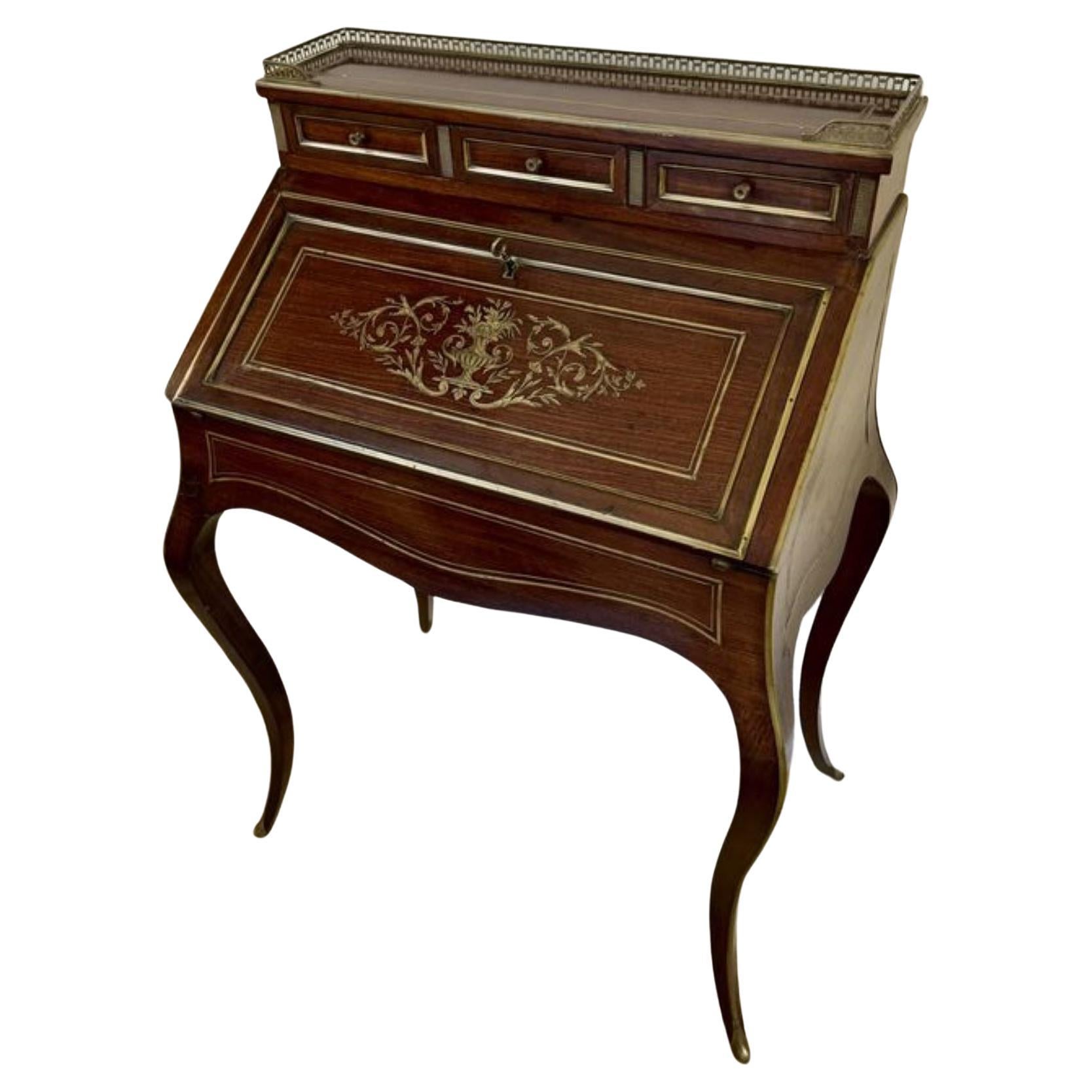Stunning antique Victorian French quality rosewood brass inlaid bureau