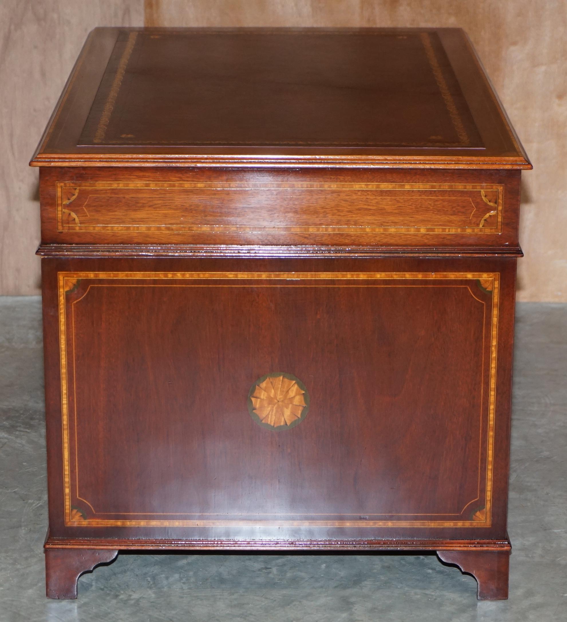 Stunning Antique Victorian Fully Restored Sheraton Revival Desk Oxblood Leather For Sale 7