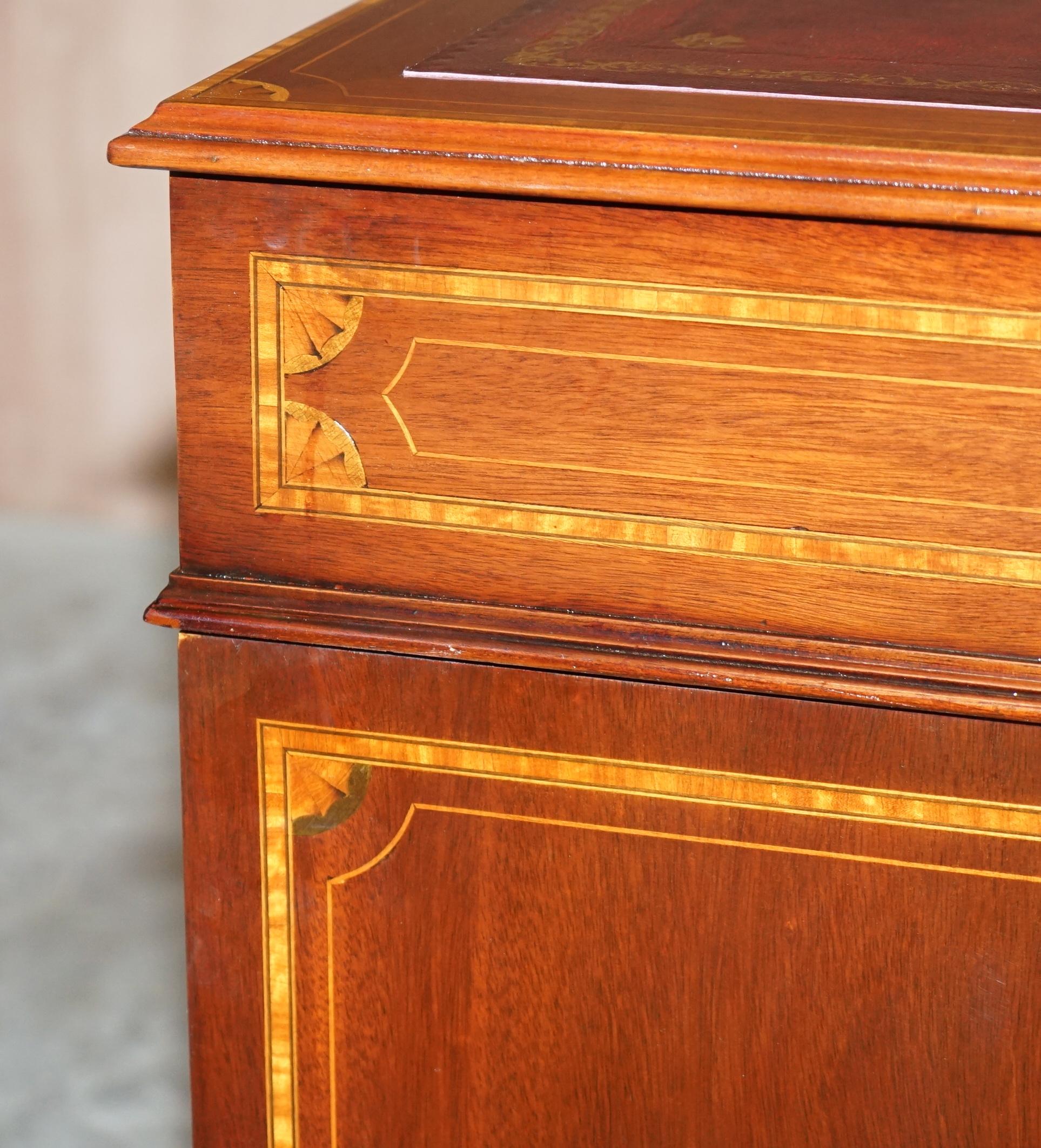 Atemberaubende Antique Victorian Vollständig restauriert Sheraton Revival Schreibtisch Oxblood Leder im Angebot 8