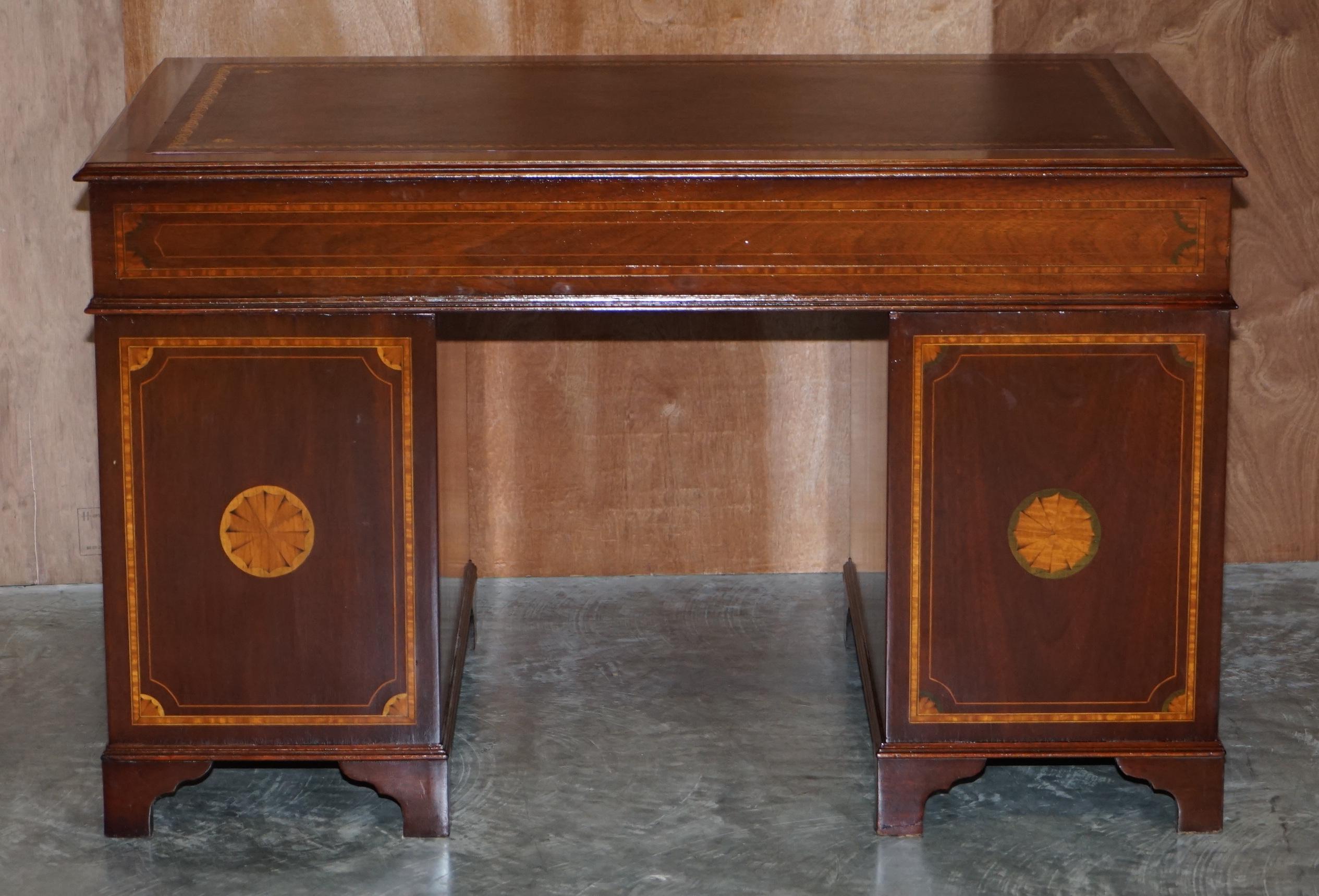 Stunning Antique Victorian Fully Restored Sheraton Revival Desk Oxblood Leather For Sale 10