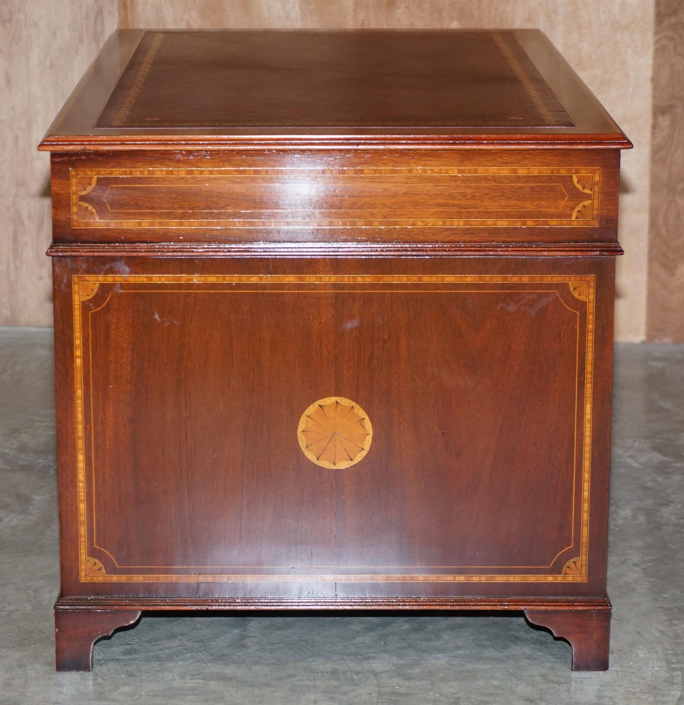 Stunning Antique Victorian Fully Restored Sheraton Revival Desk Oxblood Leather For Sale 12