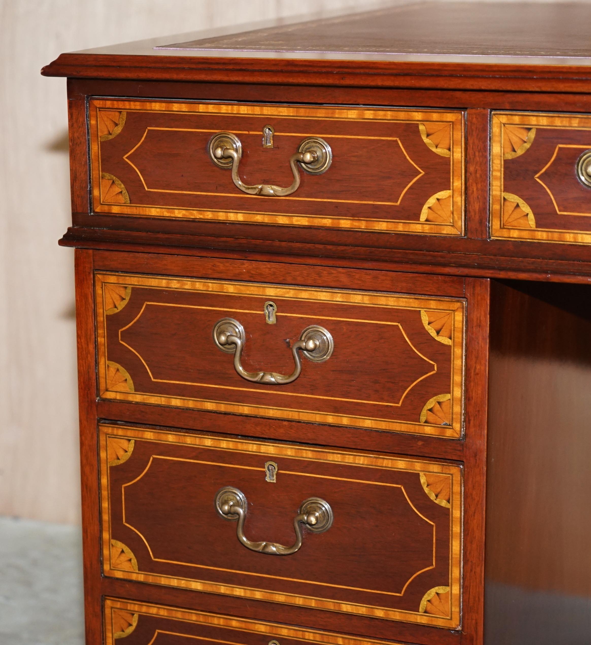 Hand-Crafted Stunning Antique Victorian Fully Restored Sheraton Revival Desk Oxblood Leather For Sale