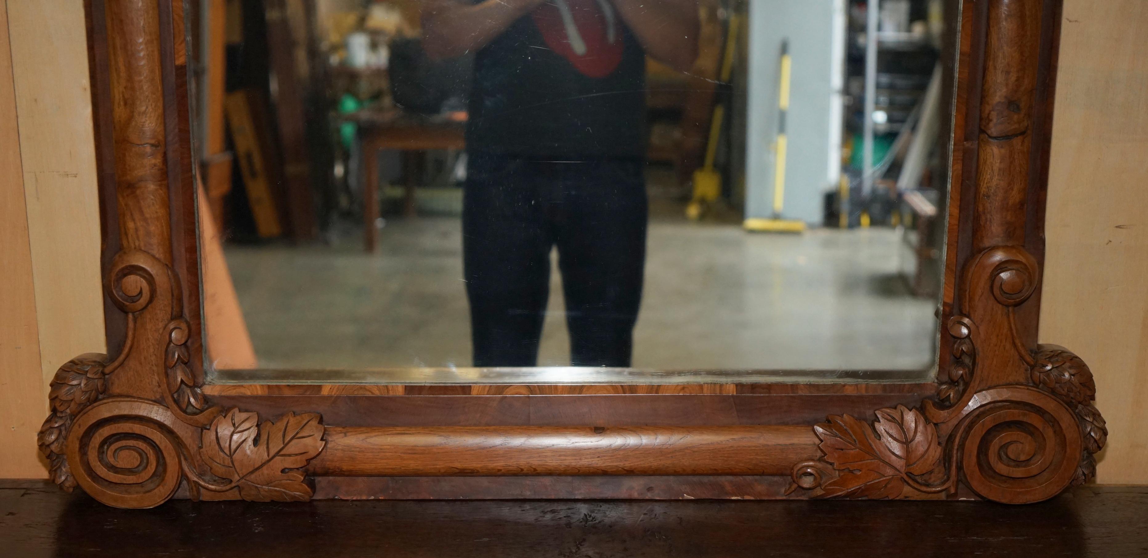 STUNNING ANTIQUE ViCTORIAN HAND CARVED CIR 1860 AMERICAN EAGLE OVERMANTLE MIRROR For Sale 5