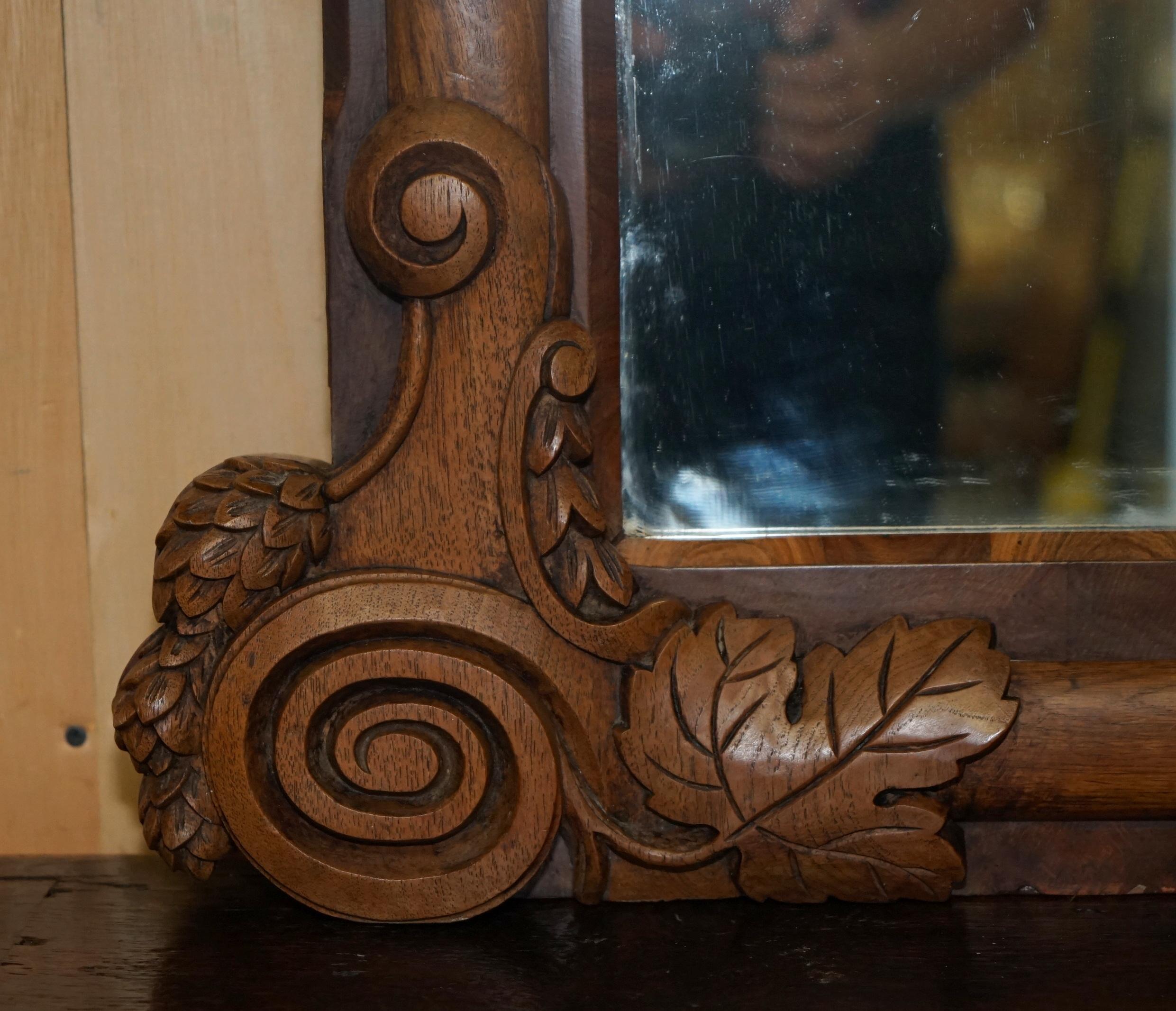 STUNNING ANTIQUE ViCTORIAN HAND CARVED CIR 1860 AMERICAN EAGLE OVERMANTLE MIRROR For Sale 6