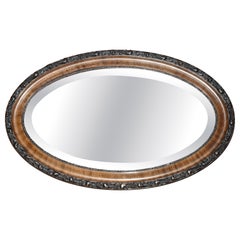 STUNNING ANTiQUE VICTORIAN HAND CARVED FLAMED HARDWOOD FRAMED OVAL MIRROR