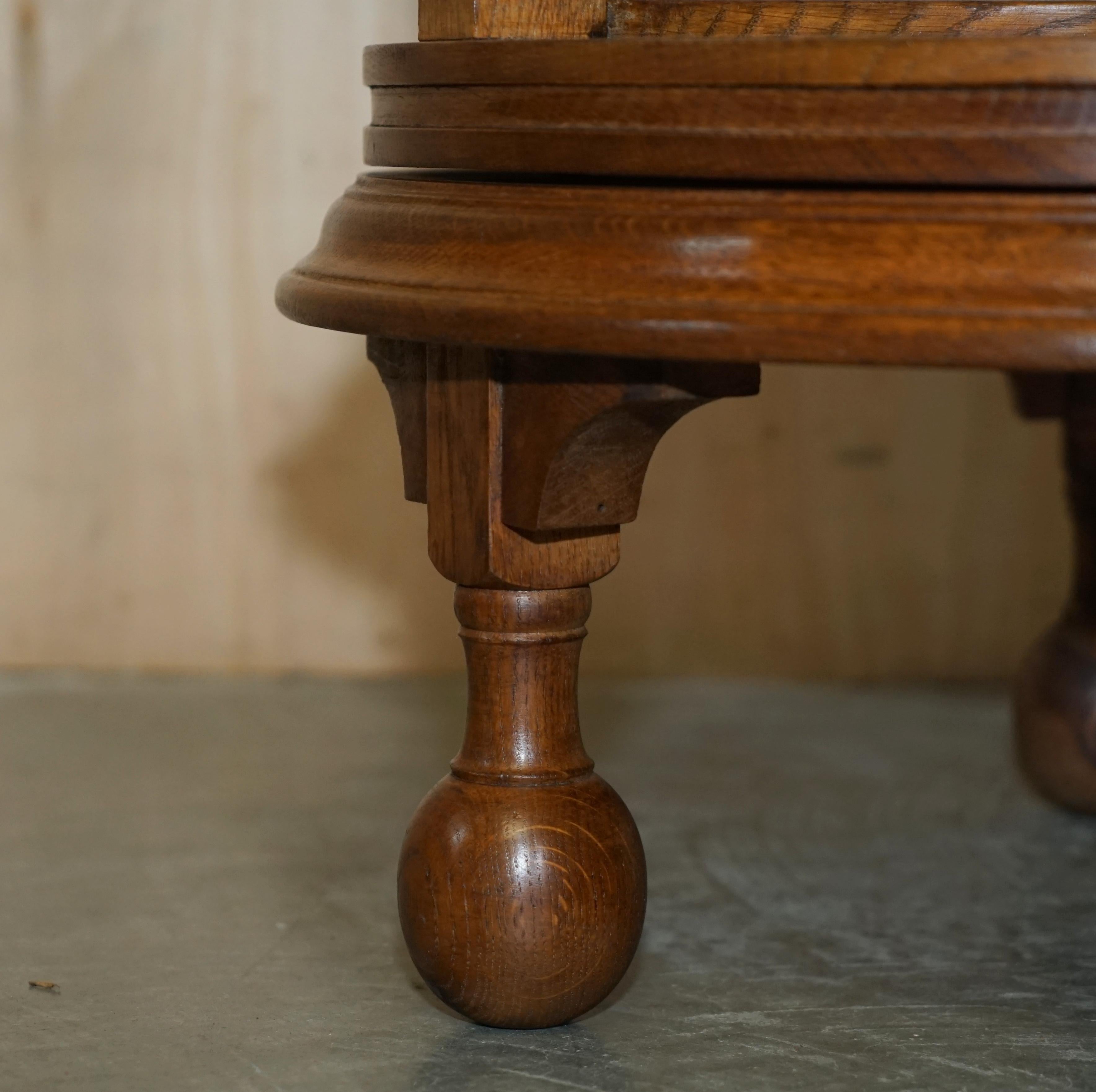 STUNNING ANTIQUE VICTORIAN HAND CARVED OAK REVOLViNG SNOOKER POOL CUE RACK im Angebot 5