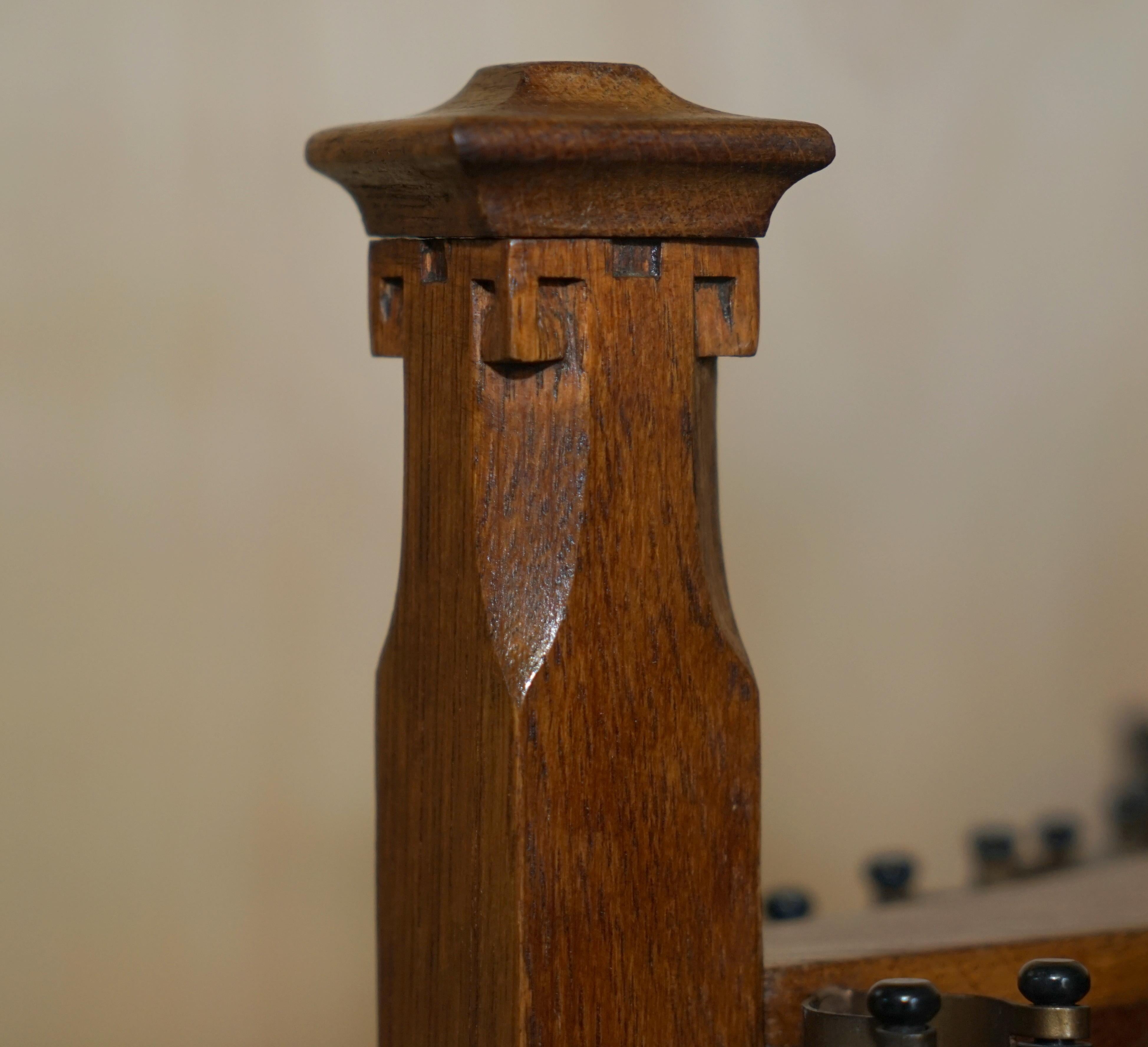 English Stunning Antique Victorian Hand Carved Oak Revolving Snooker Pool Cue Rack