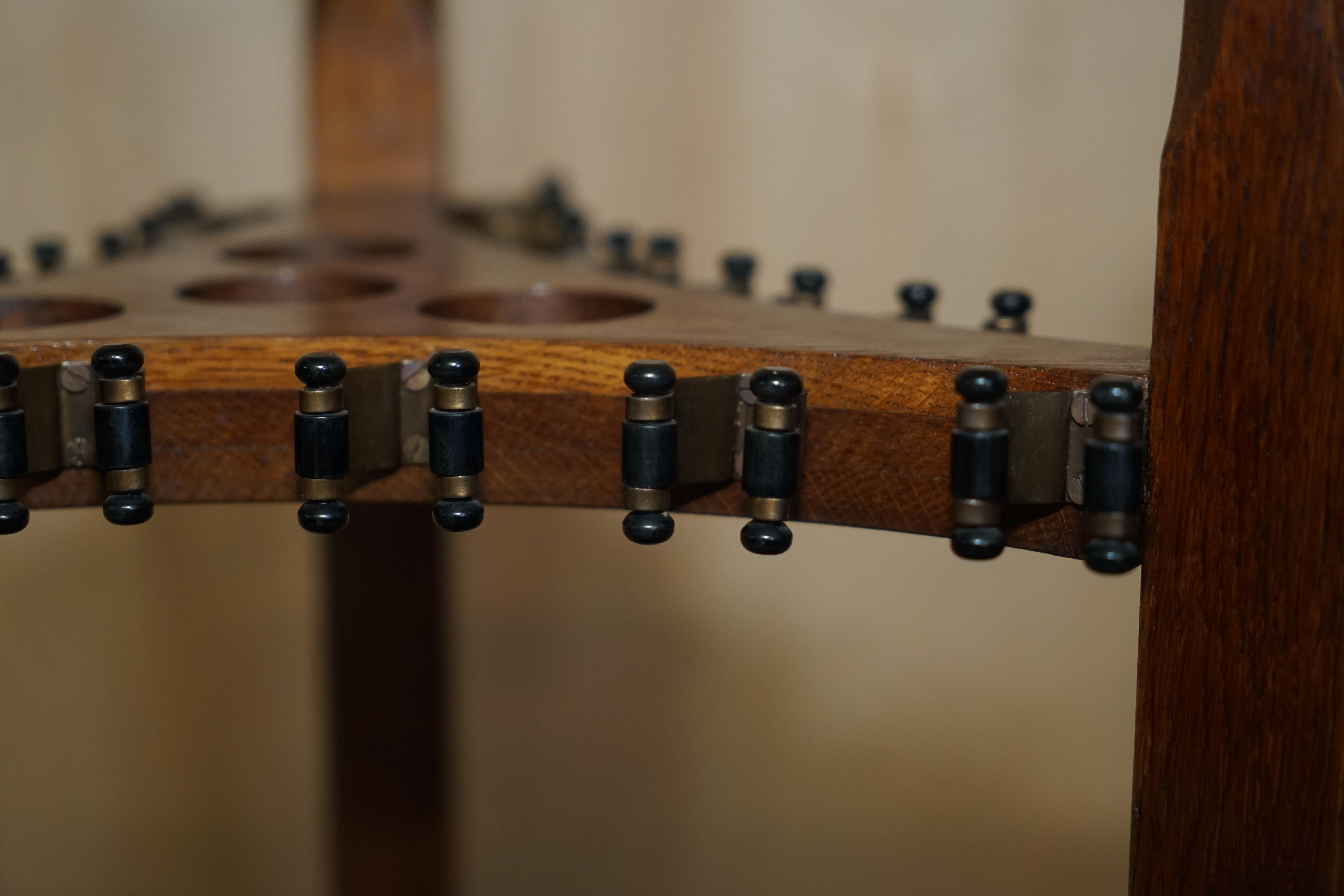 Late 19th Century Stunning Antique Victorian Hand Carved Oak Revolving Snooker Pool Cue Rack
