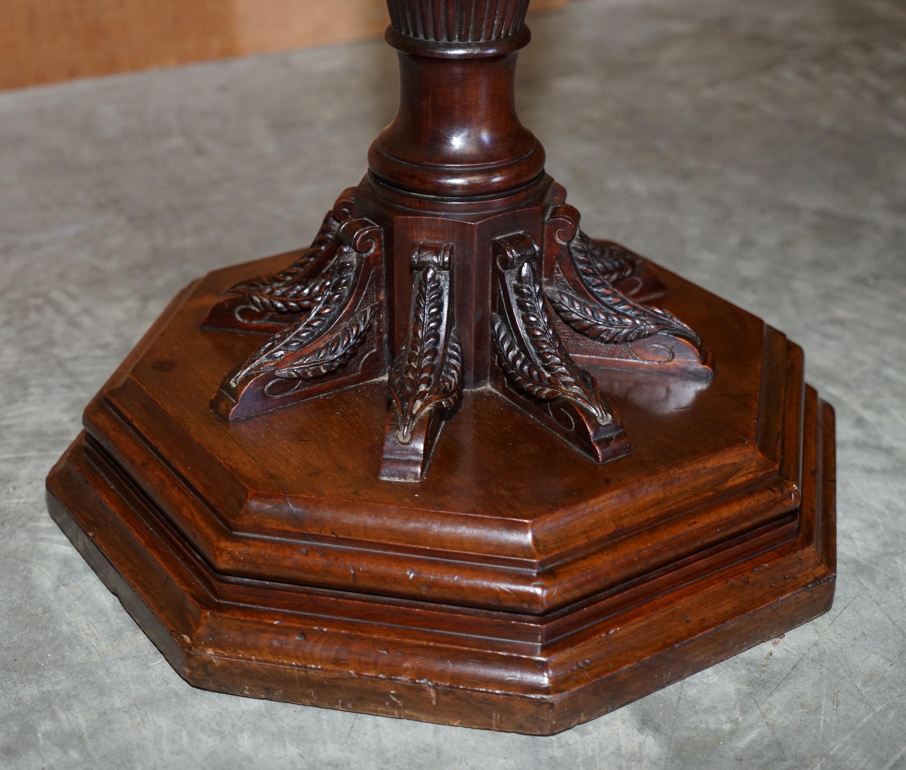 Hand-Crafted Stunning Antique Victorian Hardwood Hand Carved Jardiniere Plant Stand Pedestal For Sale