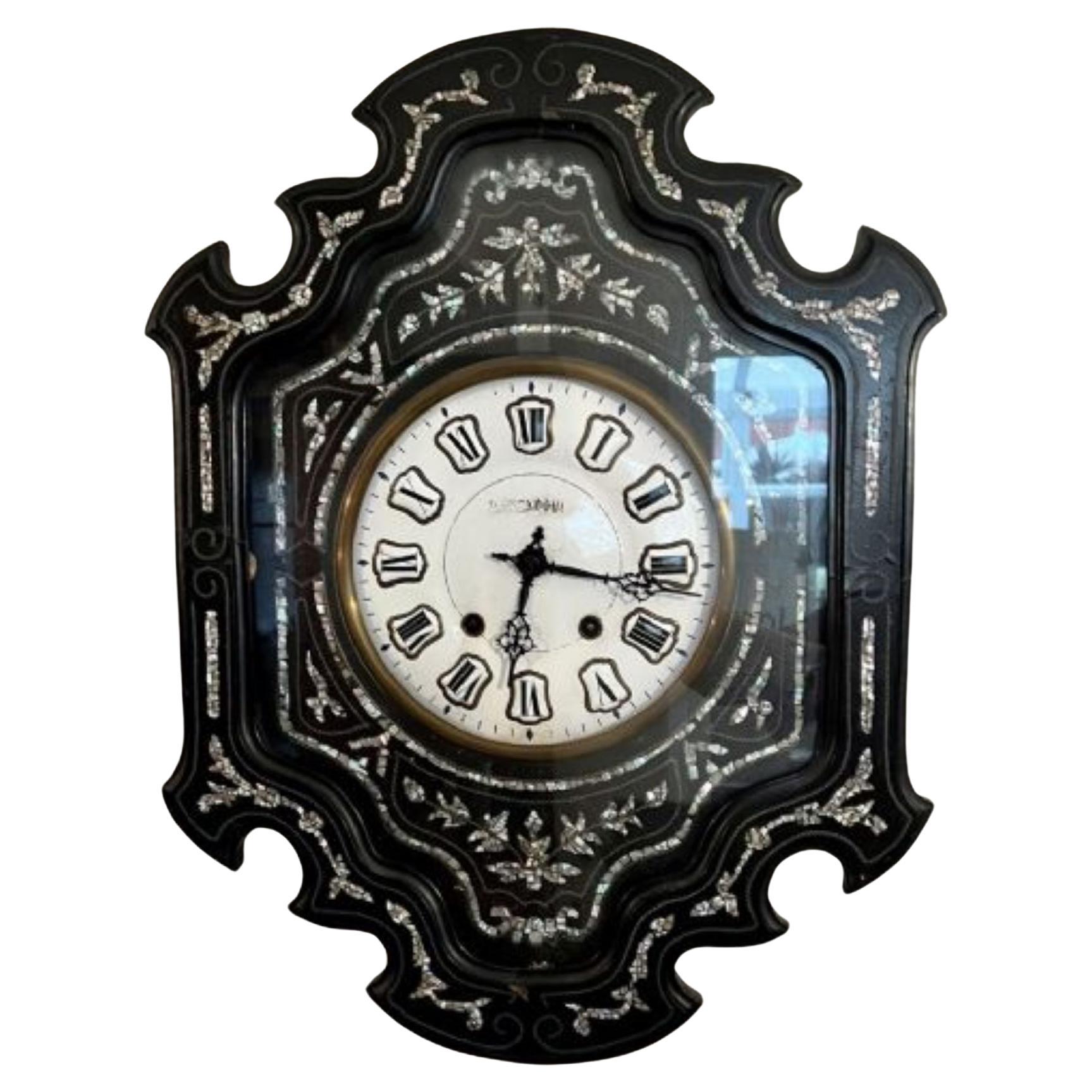 Stunning antique Victorian inlaid French wall clock