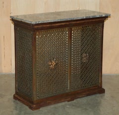 STUNNING ANTiQUE VICTORIAN MARBLE TOPPED RADIATOR COVER ORNATE CAST IRON BASE