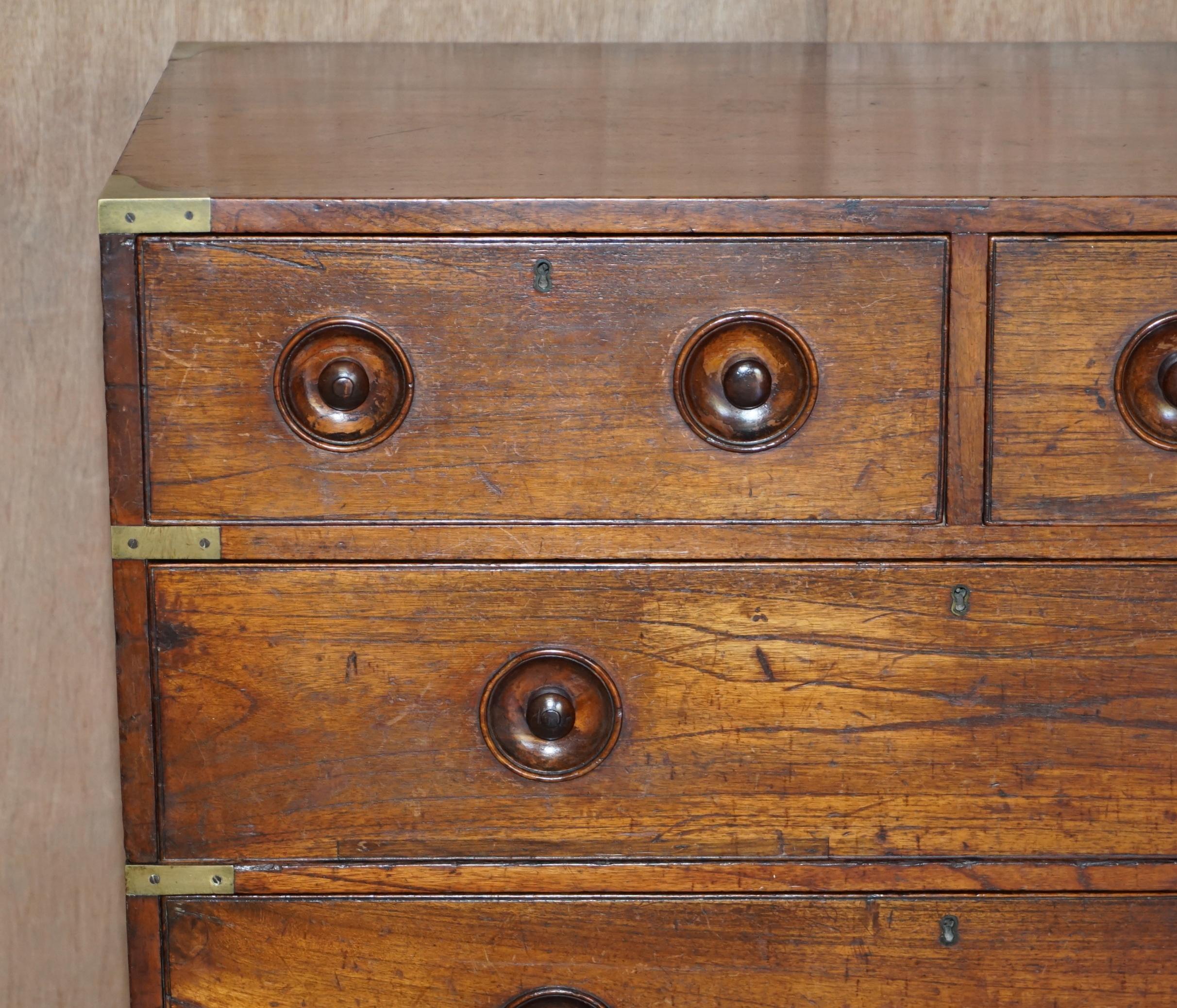 Oak Stunning Antique Victorian Military Campaign Chest of Drawers Very Rare Handles