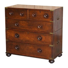 Stunning Antique Victorian Military Campaign Chest of Drawers Very Rare Handles