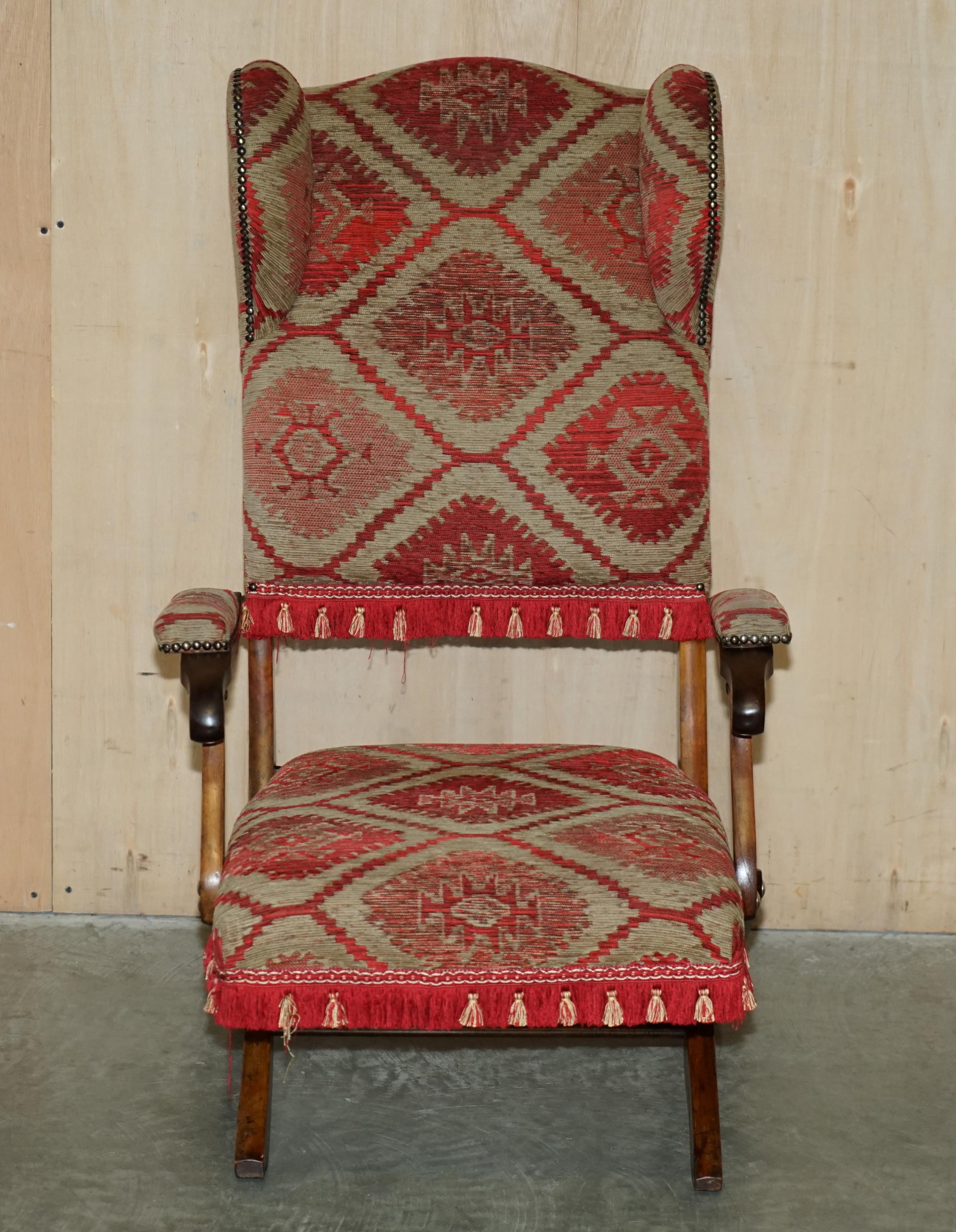 We are delighted to offer for sale this sublime original Victorian circa 1880 hand made Military Campaign folding chair with Kilim upholstery 

A very good looking and highly collectable Campaign steamer folding chair. This is the only one I have