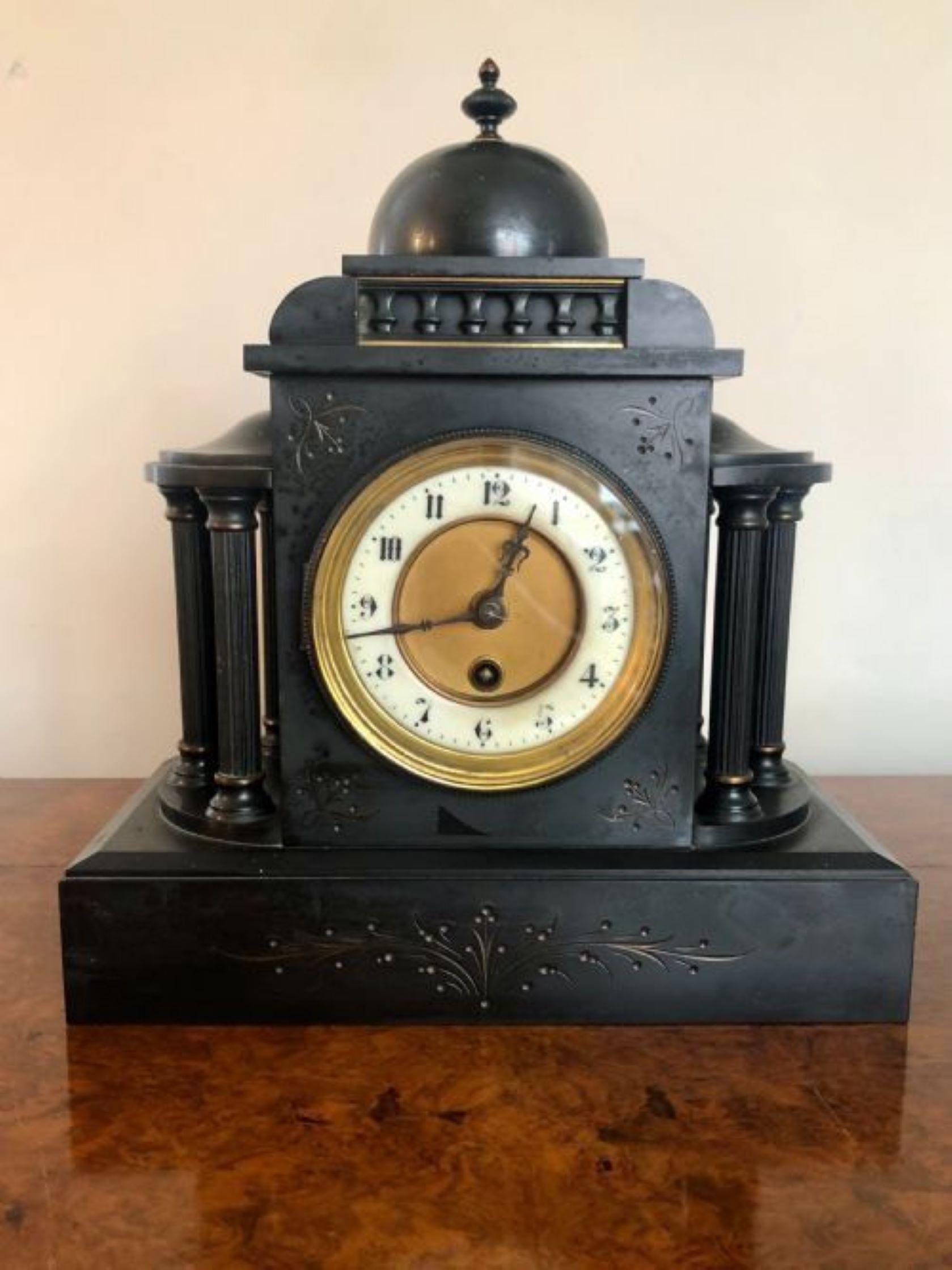 Brass Stunning Antique Victorian Quality 8 Day Movement Marble Clock Set For Sale