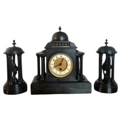 Stunning Antique Victorian Quality 8 Day Movement Marble Clock Set