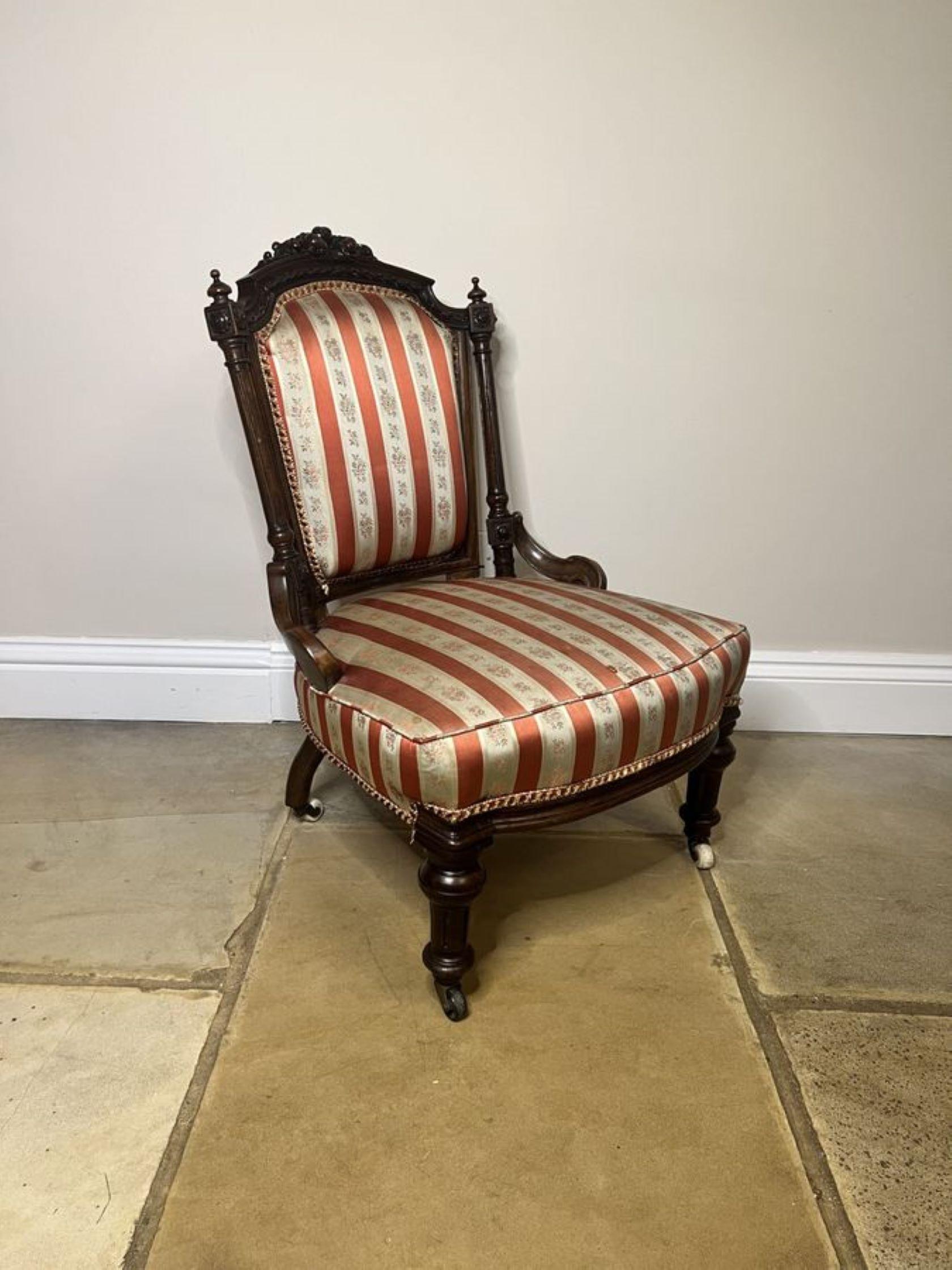 Early Victorian Stunning antique Victorian quality carved walnut ladies chair  For Sale