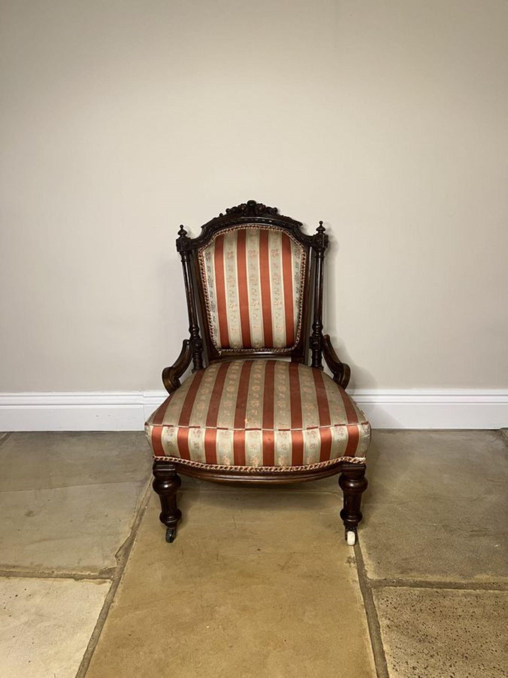 Walnut Stunning antique Victorian quality carved walnut ladies chair  For Sale