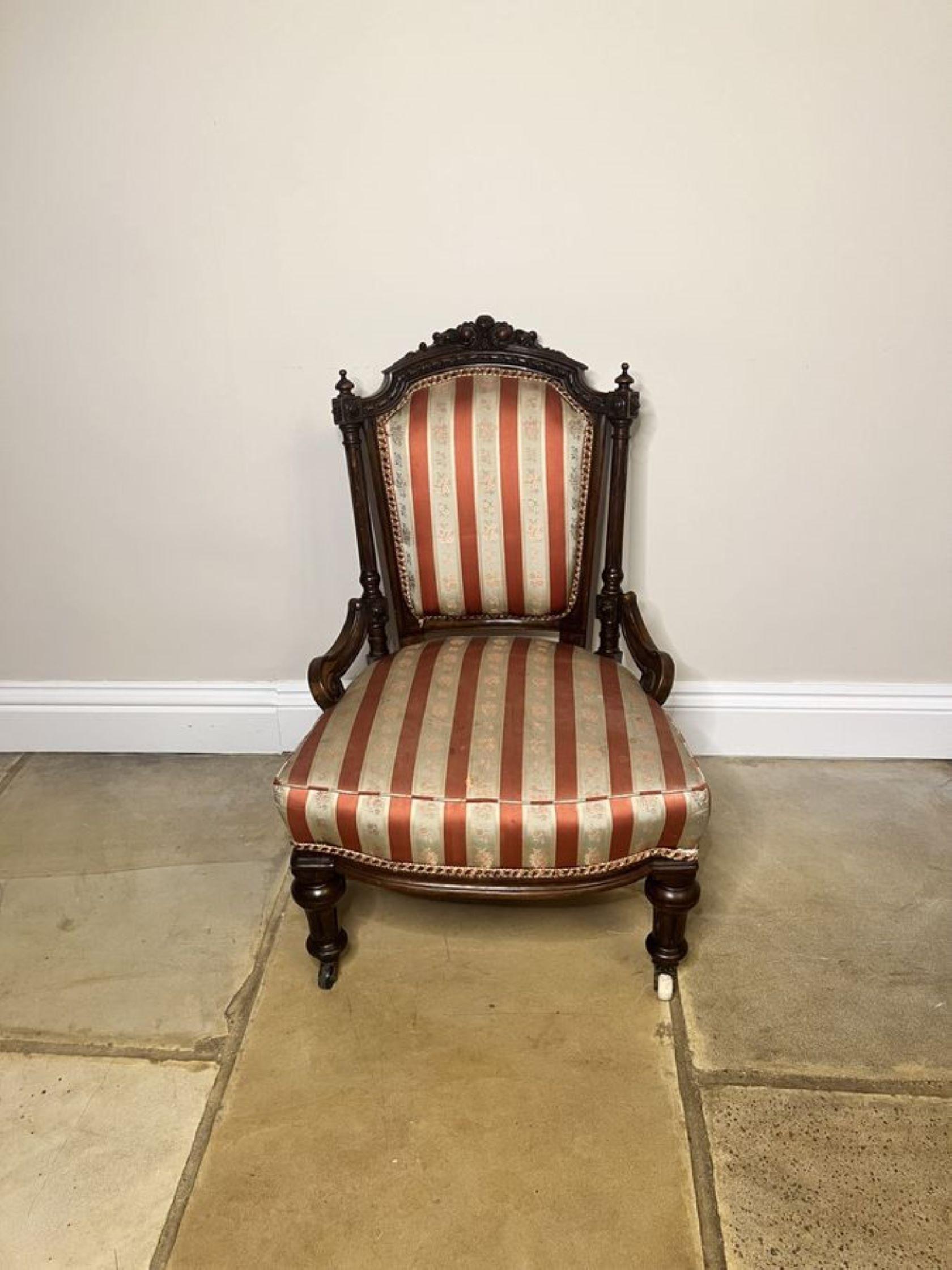 Stunning antique Victorian quality carved walnut ladies chair  For Sale 1