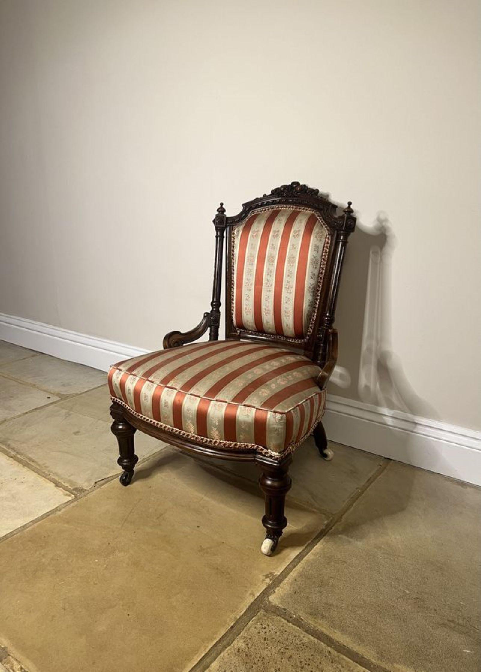 Stunning antique Victorian quality carved walnut ladies chair  For Sale 3