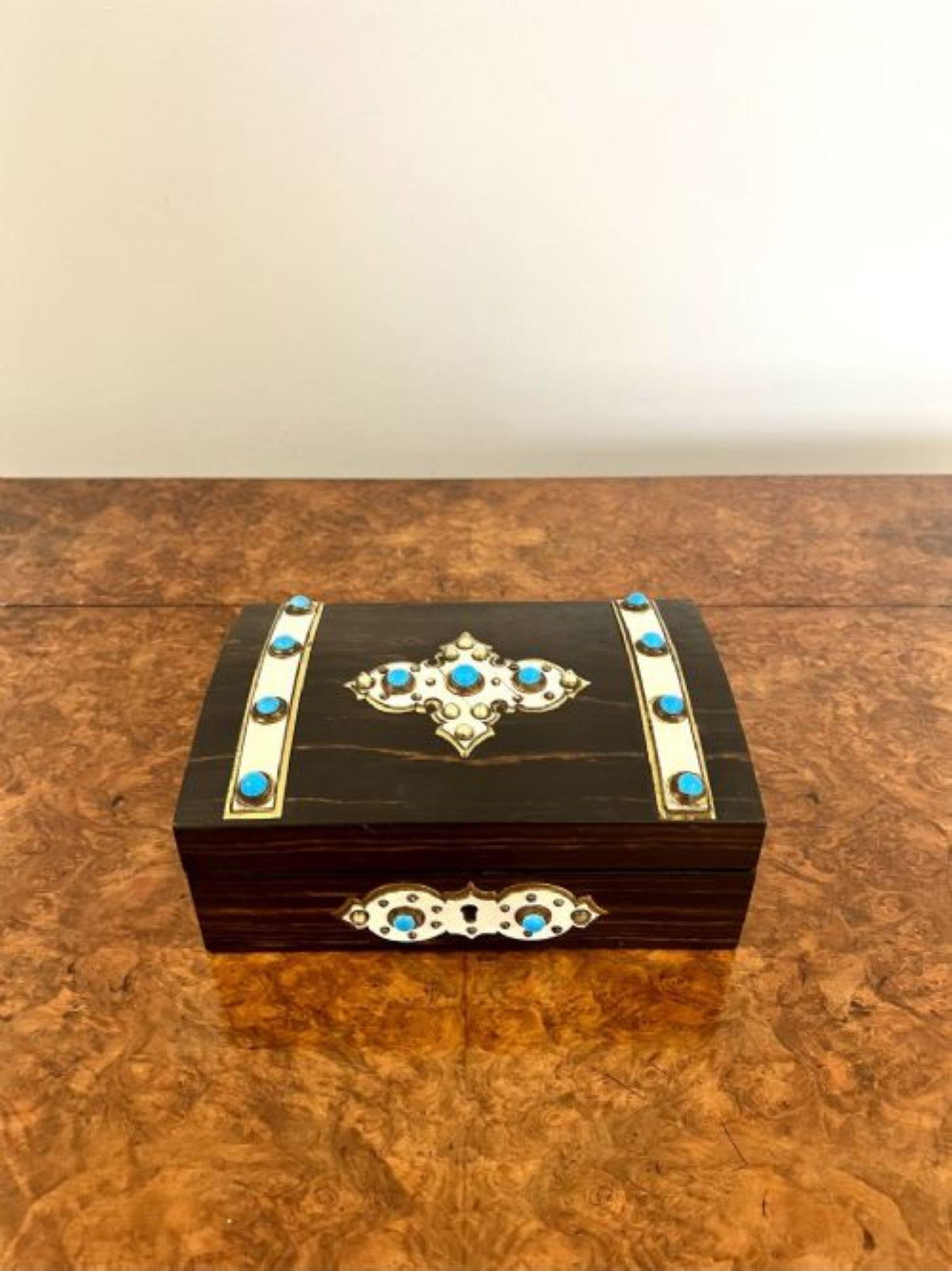 Stunning antique Victorian quality coromandel wood box  In Good Condition For Sale In Ipswich, GB
