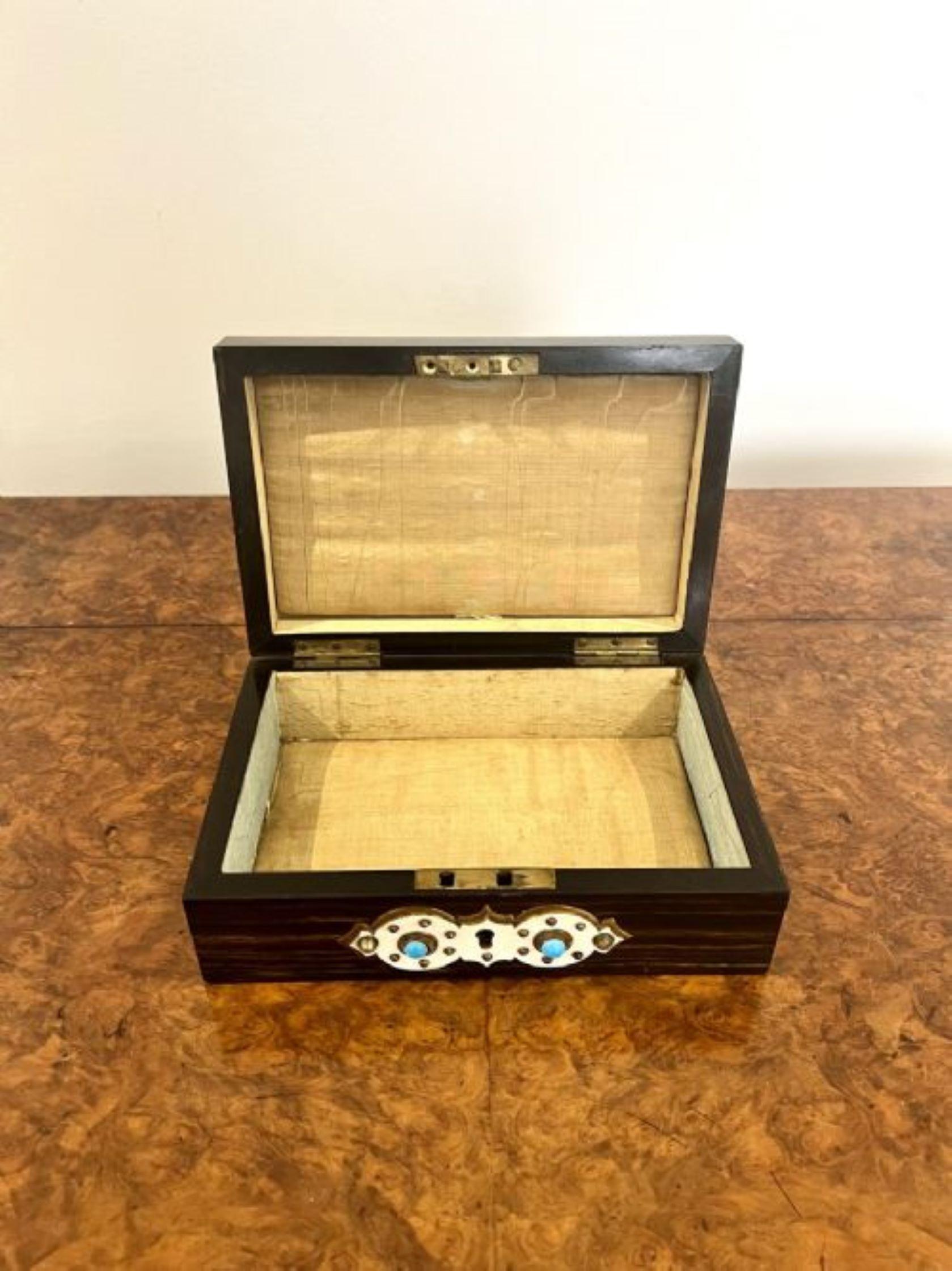 Wood Stunning antique Victorian quality coromandel wood box  For Sale