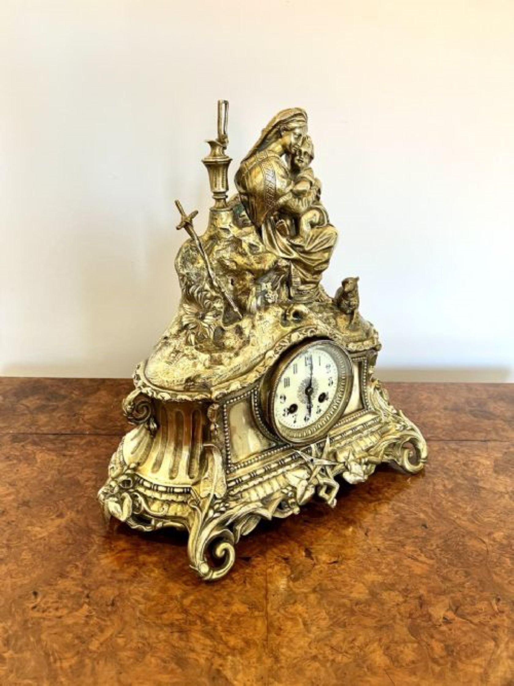 19th Century Stunning antique Victorian quality ornate brass mantle clock  For Sale