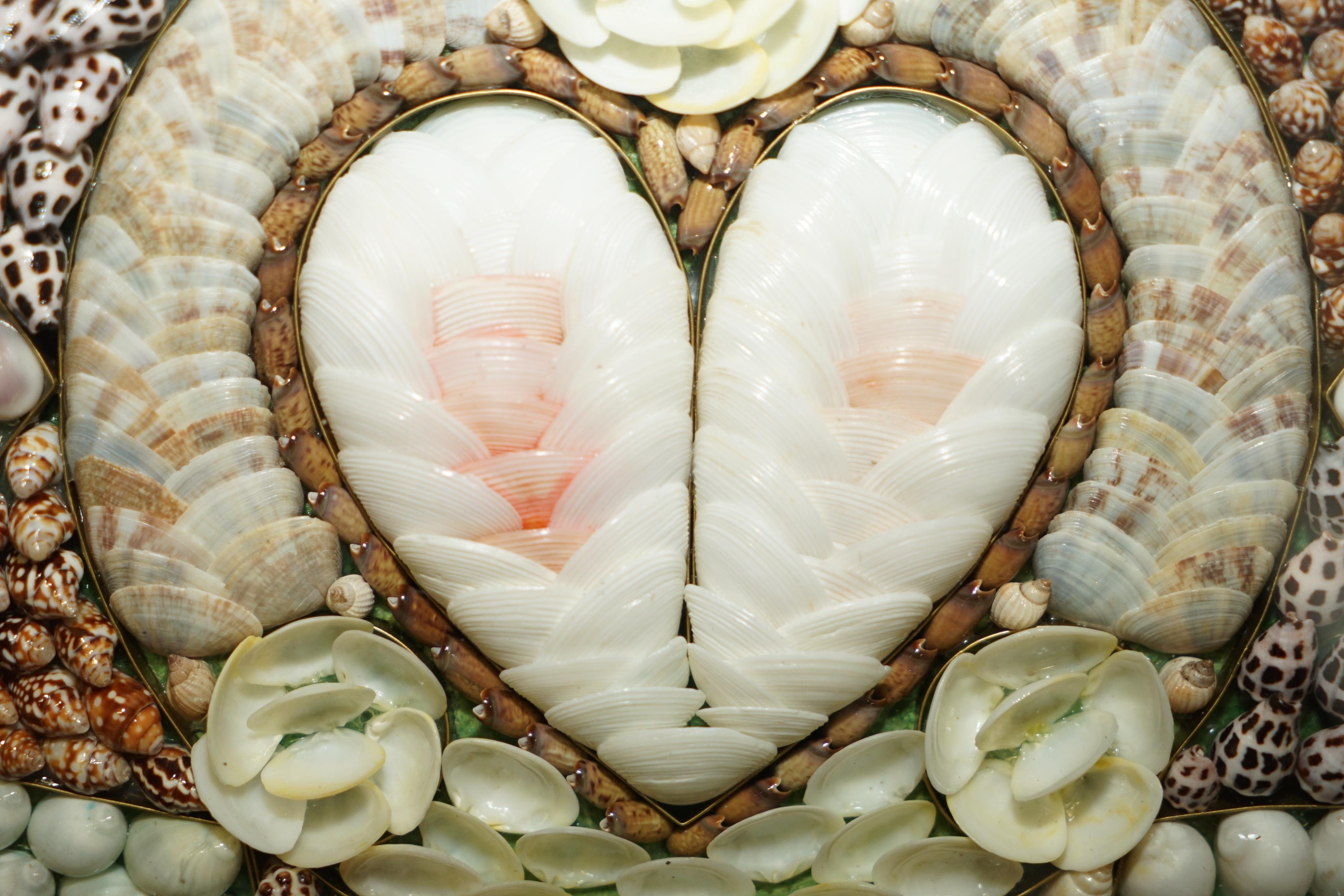 STUNNiNG VINTAGE SAILORS STYLE VALENTINE SHELL DISPLAY CASE WALL ART ...