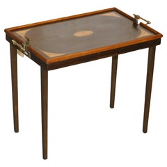 Atemberaubender antiker viktorianischer Sheraton-Revival-Tabletttisch mit klappbarem Butlers-Kampagnentablett