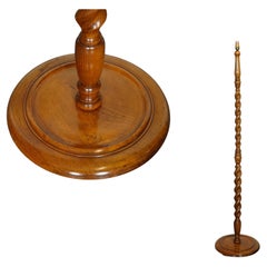 STUNNING ANTIQUE  WALNUT BARLEY TWiST FLOORLAMP