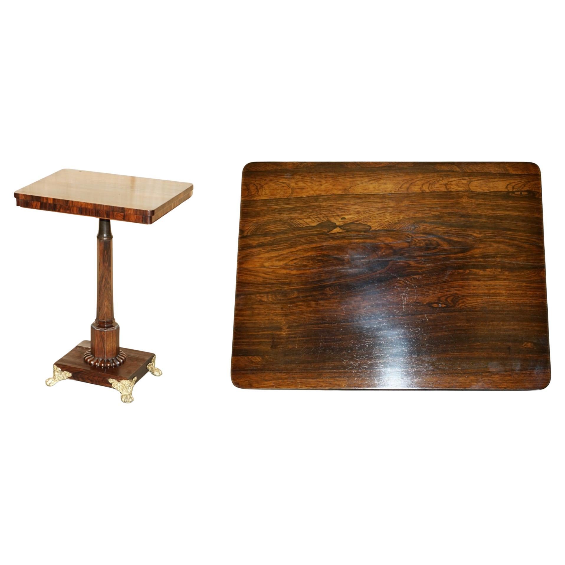 STAGNANTE TABLE D'ACCOMPAGNEMENT ANTIQUE EN BOIS DUR WILLIAM IV 1830 AVEC PIEDS MONTÉS EN ORMOLU