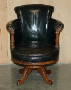 STUNNING ANTIQUE WILLIAN IV CIRCA 1830 HAND CARVED WALNUT CAPTAINS SWIVEL CHAiR