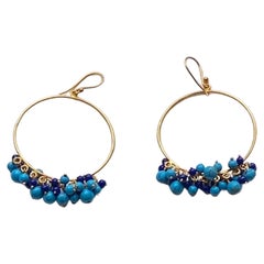Superbes boucles d'oreilles April in Paris Designs « Boucles d'oreilles en bulles » avec lapis-lazuli et turquoise 