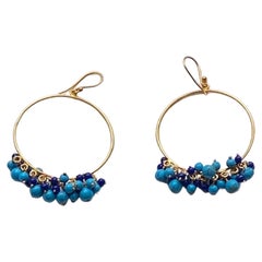 Stunning April in Paris Designs"Bubble Earring" with Lapis Lazuli & Turquoise