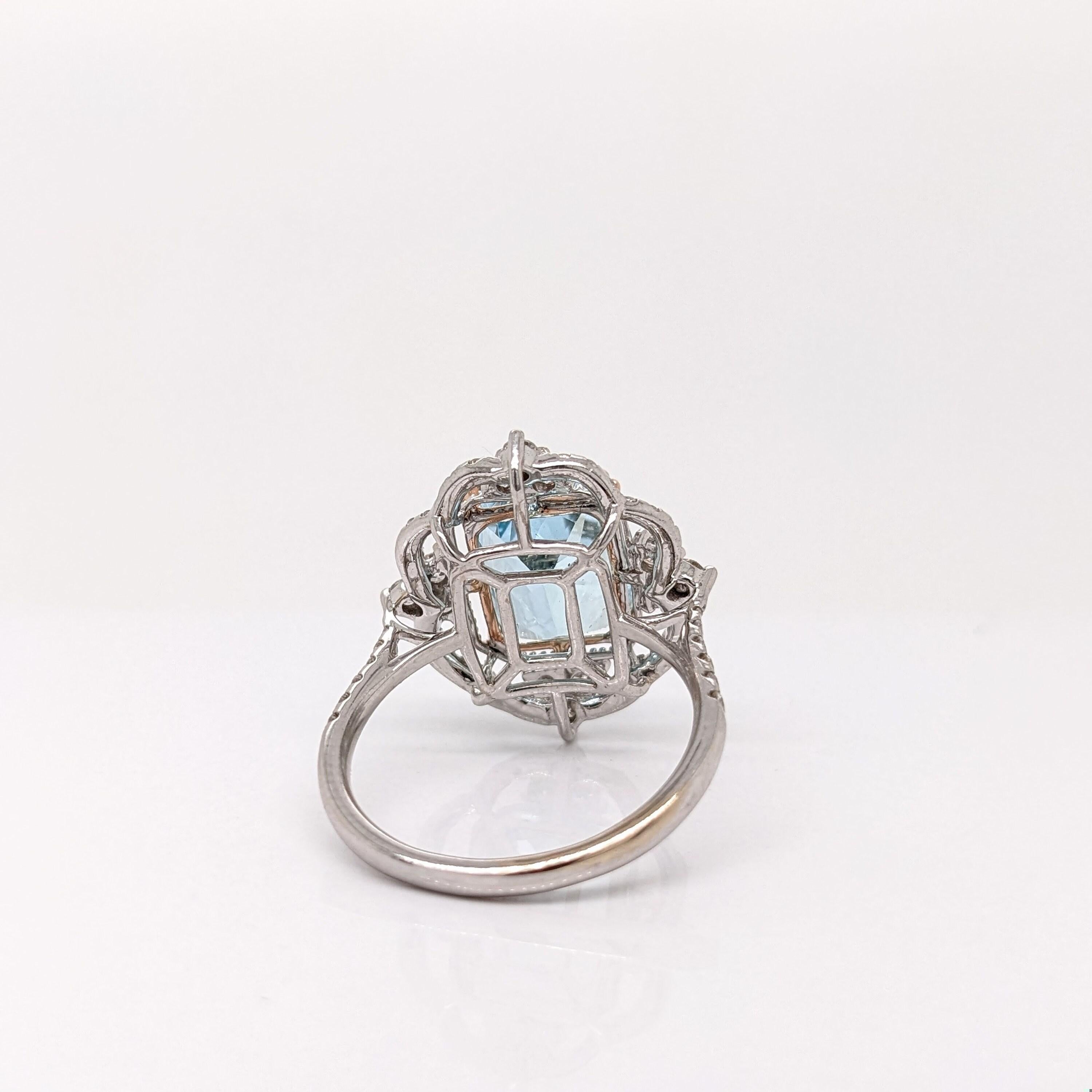 Women's Stunning Aquamarine Ring in Solid 14K Dual Tone Gold with Natural Diamonds