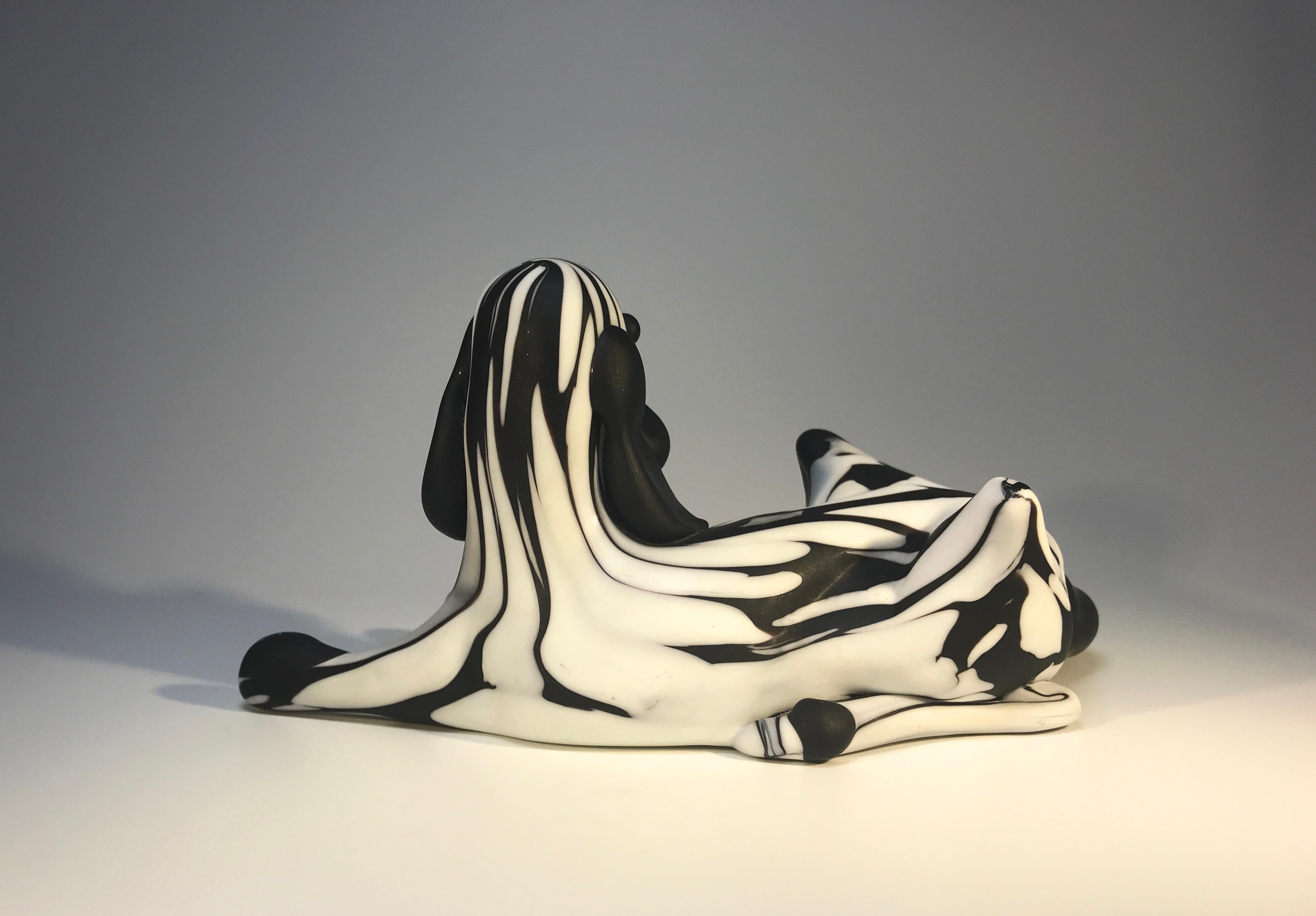 Italian Stunning Archimede Seguso Fantasy Series, Bianco Nero Hound Dog Murano, 1950s