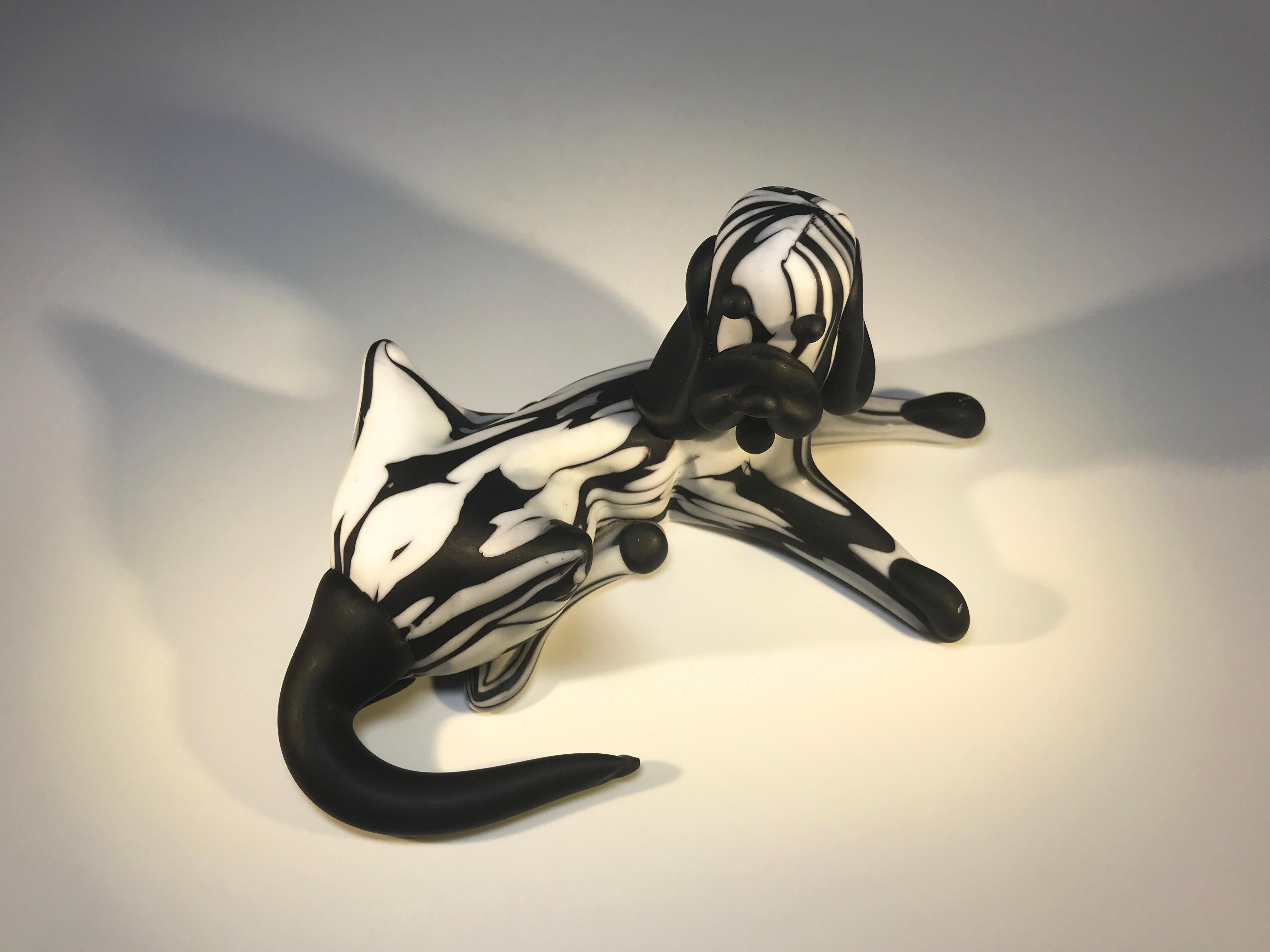 20th Century Stunning Archimede Seguso Fantasy Series, Bianco Nero Hound Dog Murano, 1950s
