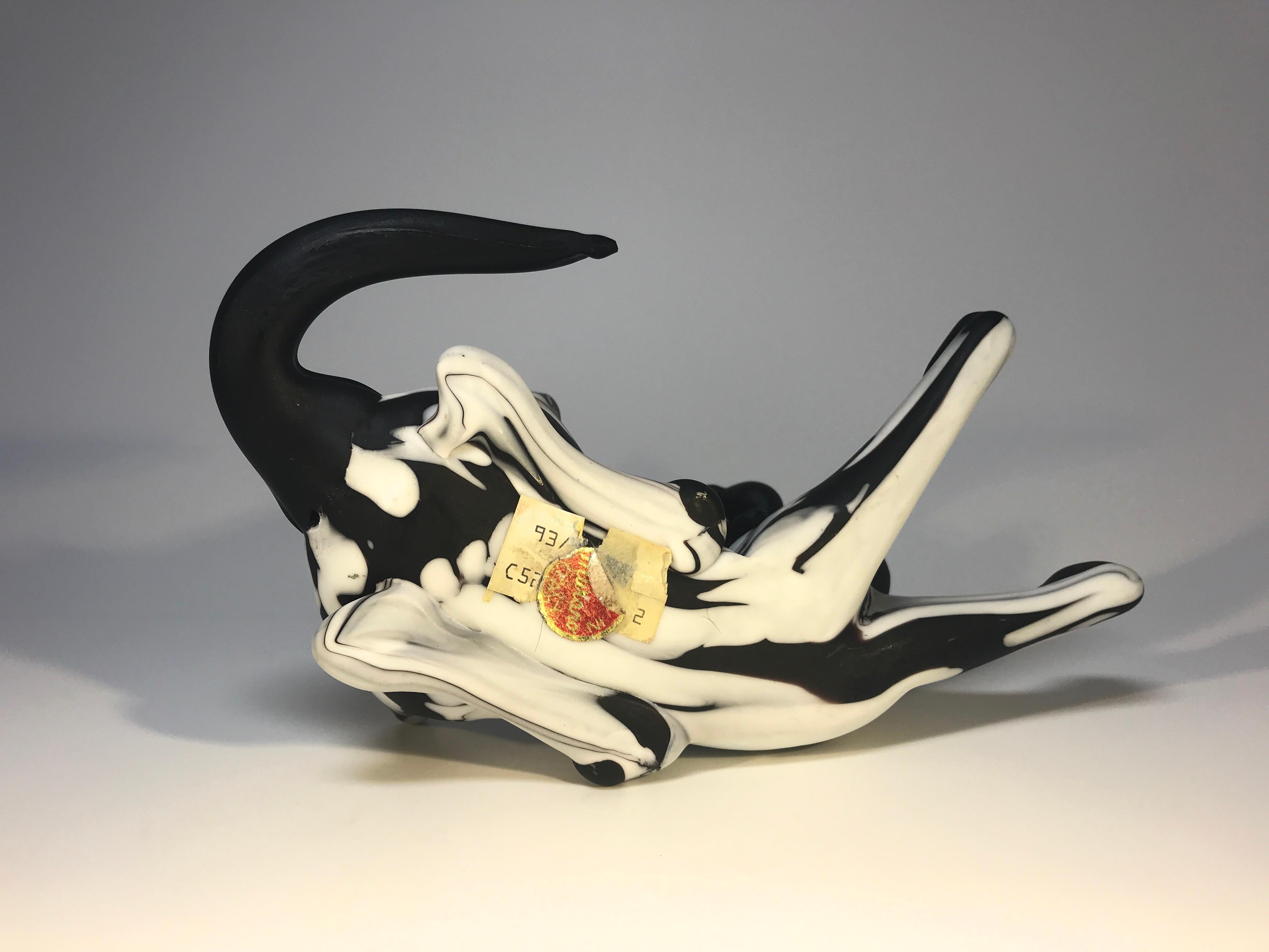 Glass Stunning Archimede Seguso Fantasy Series, Bianco Nero Hound Dog Murano, 1950s