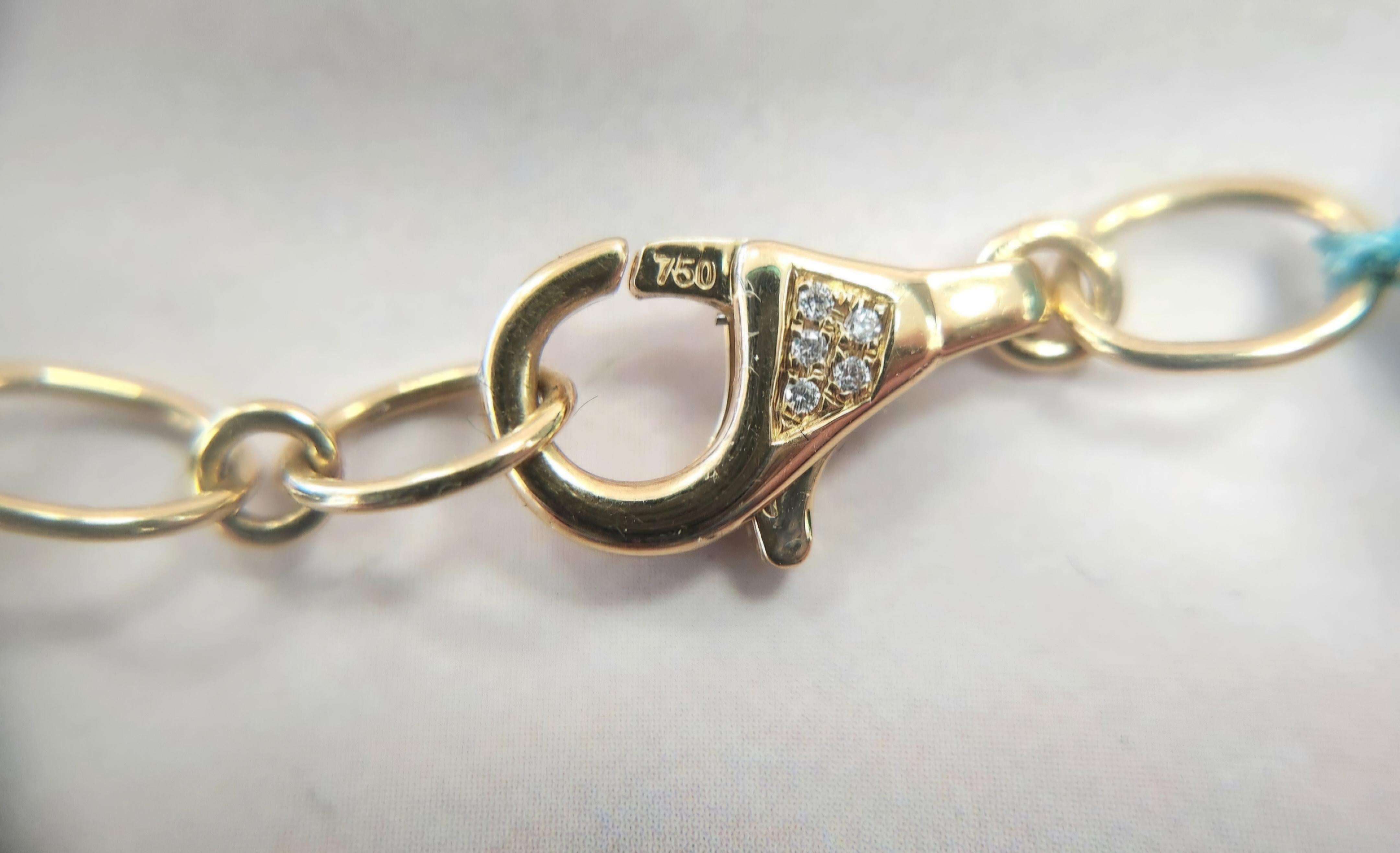 Perlina Splendida collana con turchese dell'Arizona e diamanti in oro 18 carati in vendita