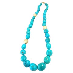 Superbe collier en or 18k avec turquoise et diamants de l'Arizona