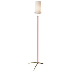 Stunning Arredoluce Style Italian Brass and Opaline Glass Floor Lamp, 1950s