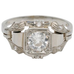 Stunning Art Deco .65 Carat Solitaire Diamond Ring