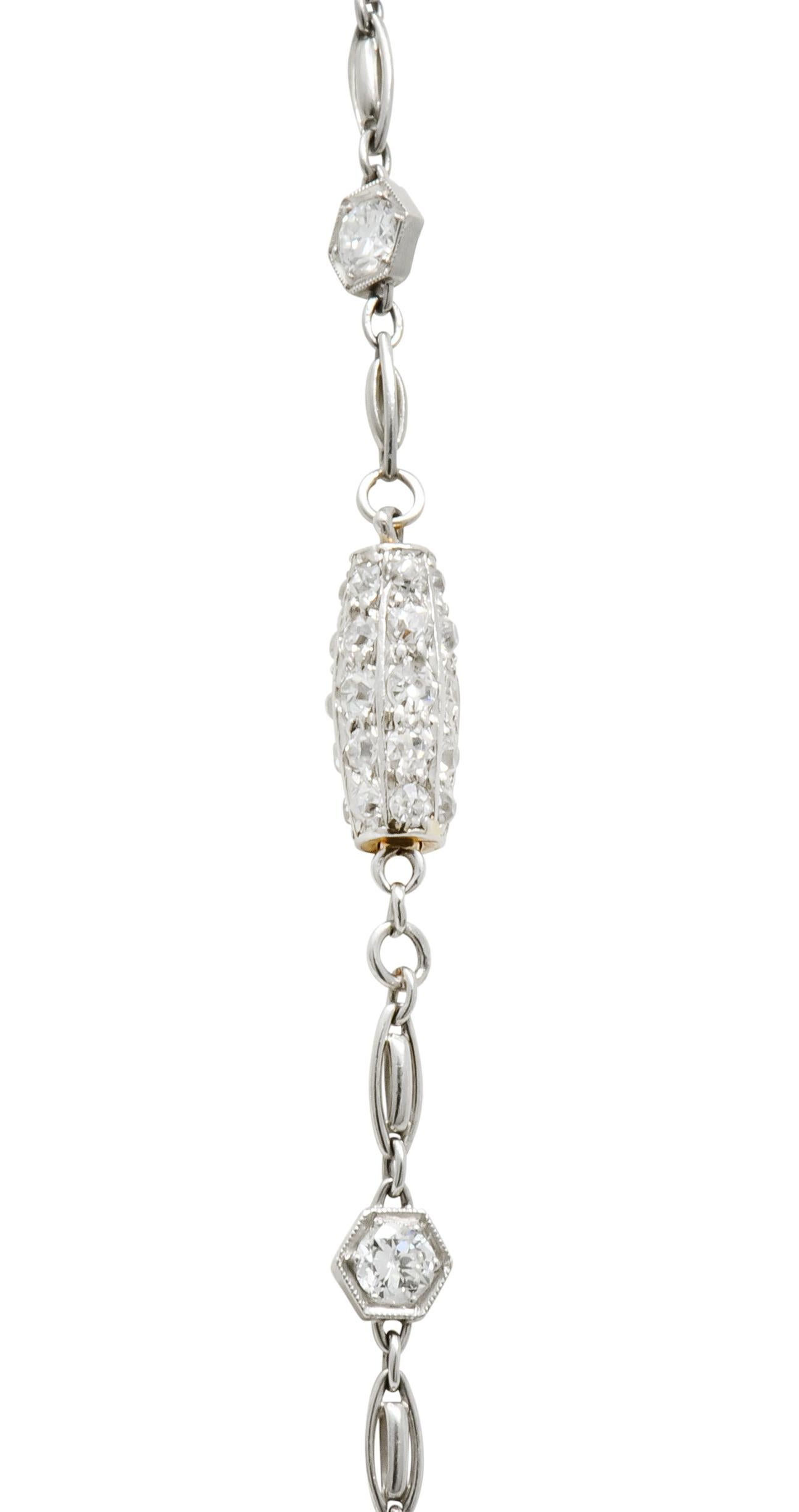 Women's or Men's Stunning Art Deco 6.54 Carat Diamond Platinum Link Necklace, circa 1925
