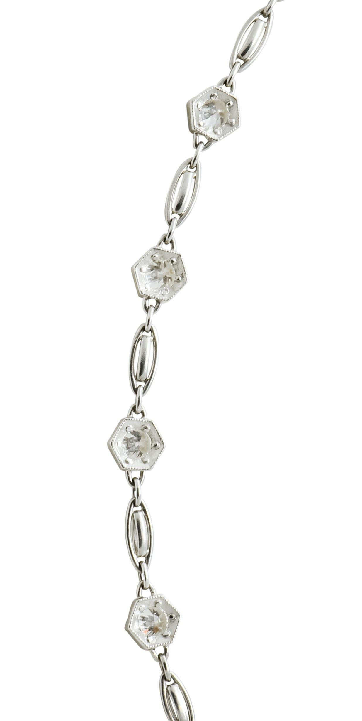 Stunning Art Deco 6.54 Carat Diamond Platinum Link Necklace, circa 1925 1