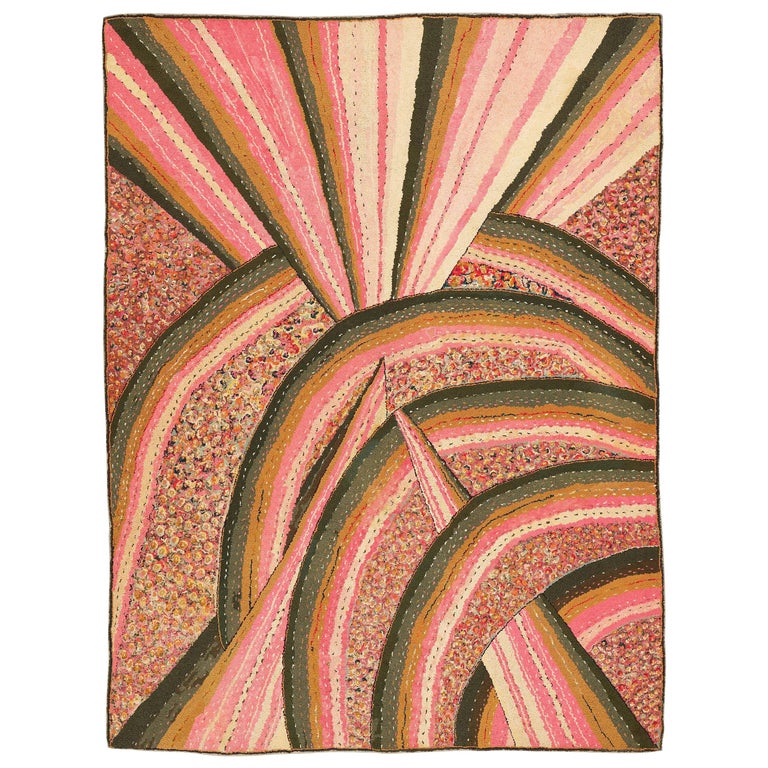 Art Deco hooked rug, ca. 1925, offered by Alberto Levi Gallery