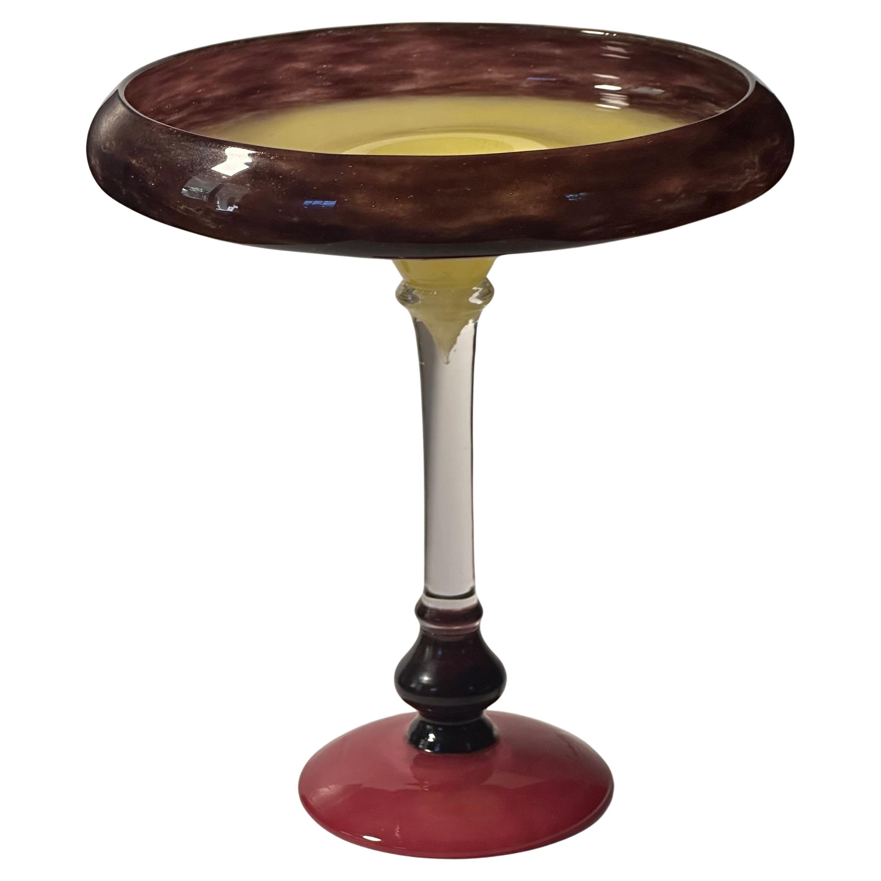 French Stunning Art Deco Art Glass Tazza from 