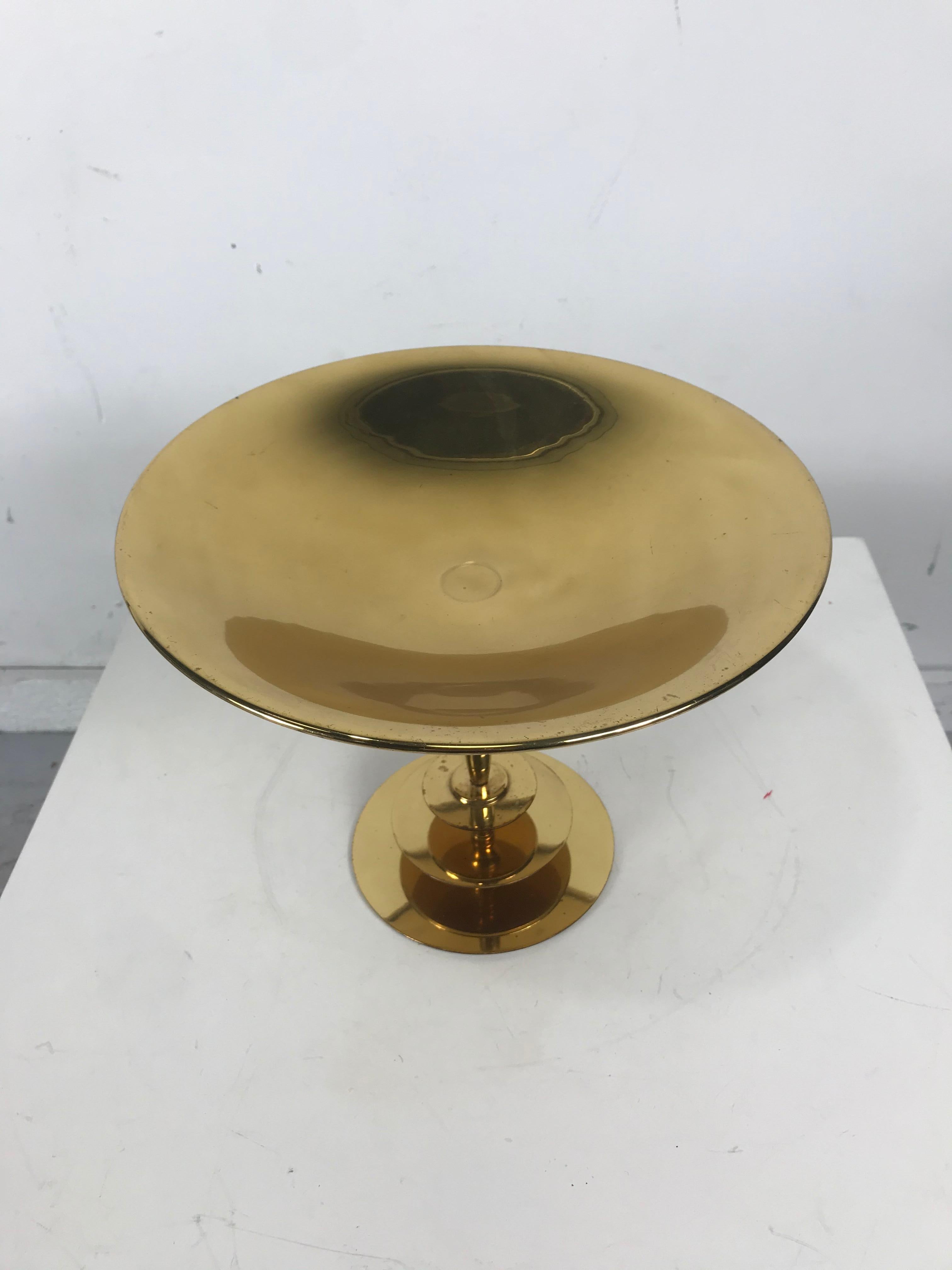 Stunning Art Deco Brass Compote/Centerpiece by Albert Gustav Bunge,,Germany.,,Reminiscent of classic designs by Tommi Parzinger,,  Karl Hagenauer