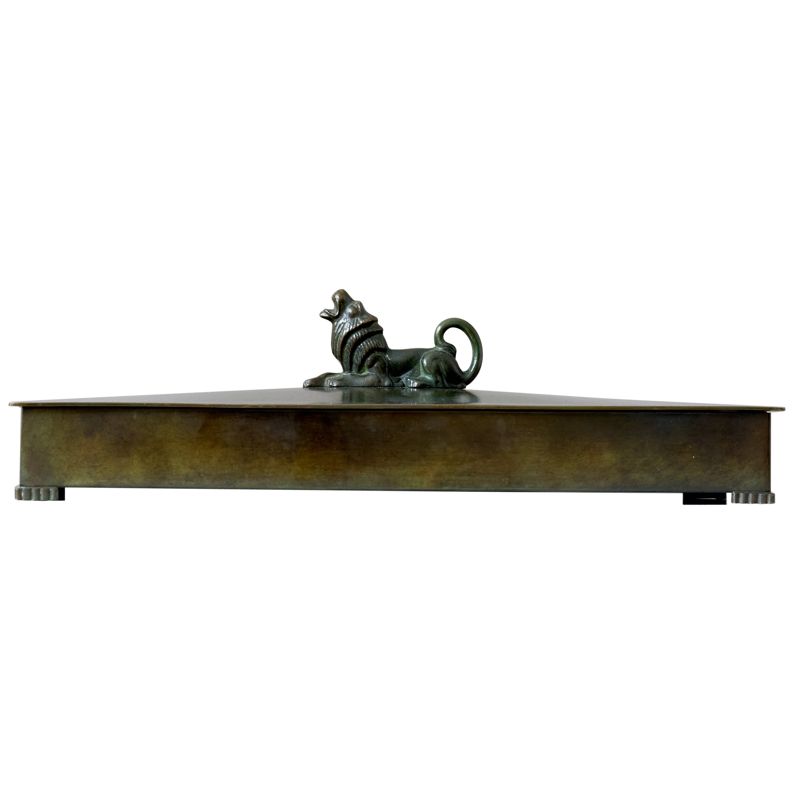Stunning Art Deco Bronze Jewelry Box With Wood Insert by GAB, Sweden, 1930s